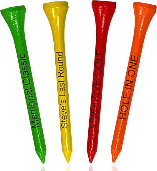 3 ¼ Bamboo Golf Tees, Customizable Golf Tees with Imprinted Messages, Essential Equipment & Ideal Gift for Golfers