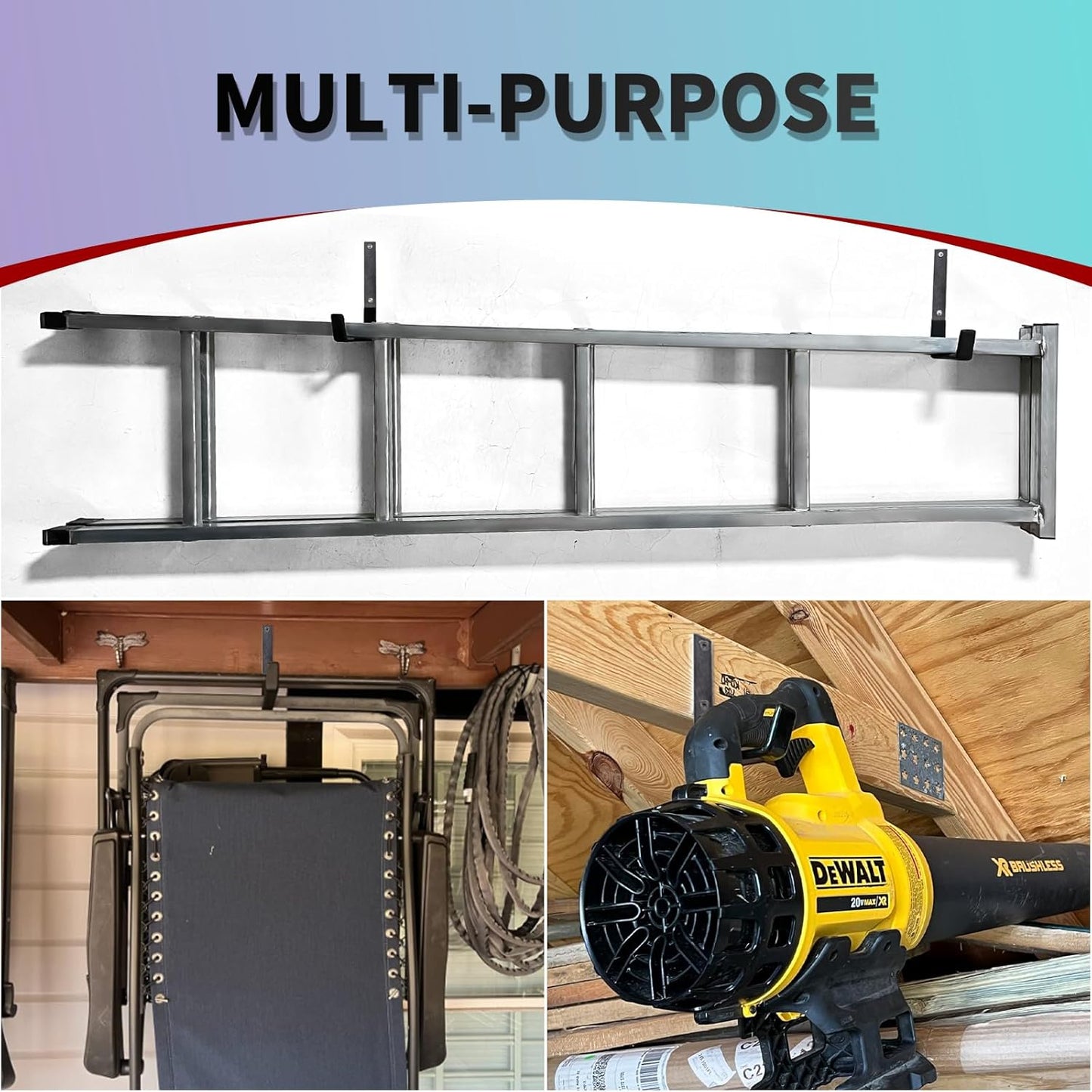 Heavy Duty Wall Mount Hooks - 6 Pack, Small, Organizer with U Hooks Hangers for Garden Hose, Tools & More