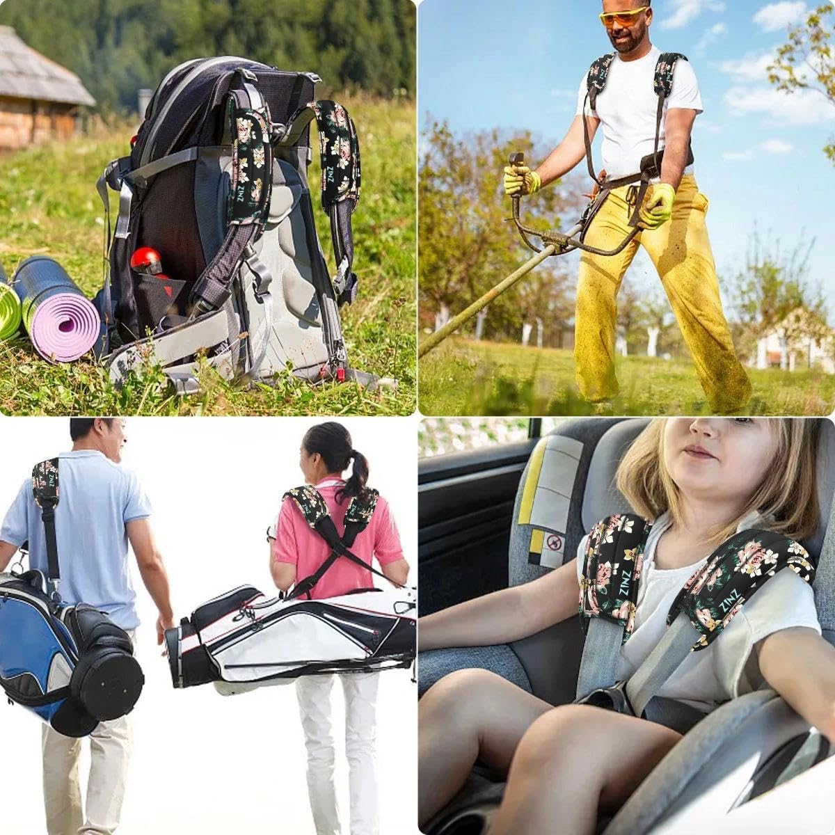 ZINZ 2-Pack Universal Shoulder Pad with Ultra Thick Cushion for Bag Luggage Bag Crossbody, Plus Long & Anti-Slip & Breathable,Dark Rose