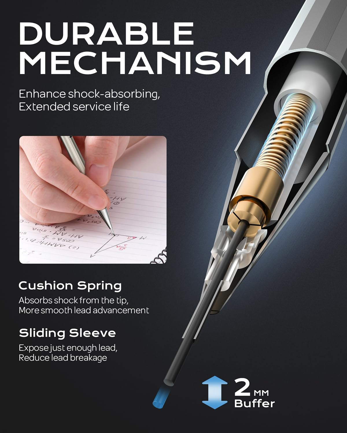 Nicpro 8 Pack 0.5mm & 0.7mm Metal Mechanical Pencil Set, MB1000 Lead Drafting Pencil for Artist Writing, Sketching, Drawing with 6 Tubes HB Lead Refills, 3PCS 4B Eraser, 9PCS Cap Eraser - With Case