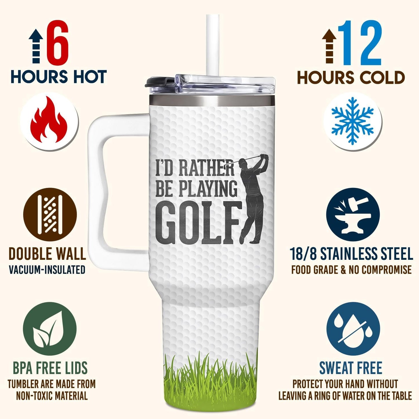 Golf Gifts For Men, Golf Gift For Fathers Day, Birthday, Best Present Ideas From Son, Daughter And Kids, Cool Gifts For Women, Christmas Gift for Golfers Men, Dad, Golfers Tumbler 40oz With Handle