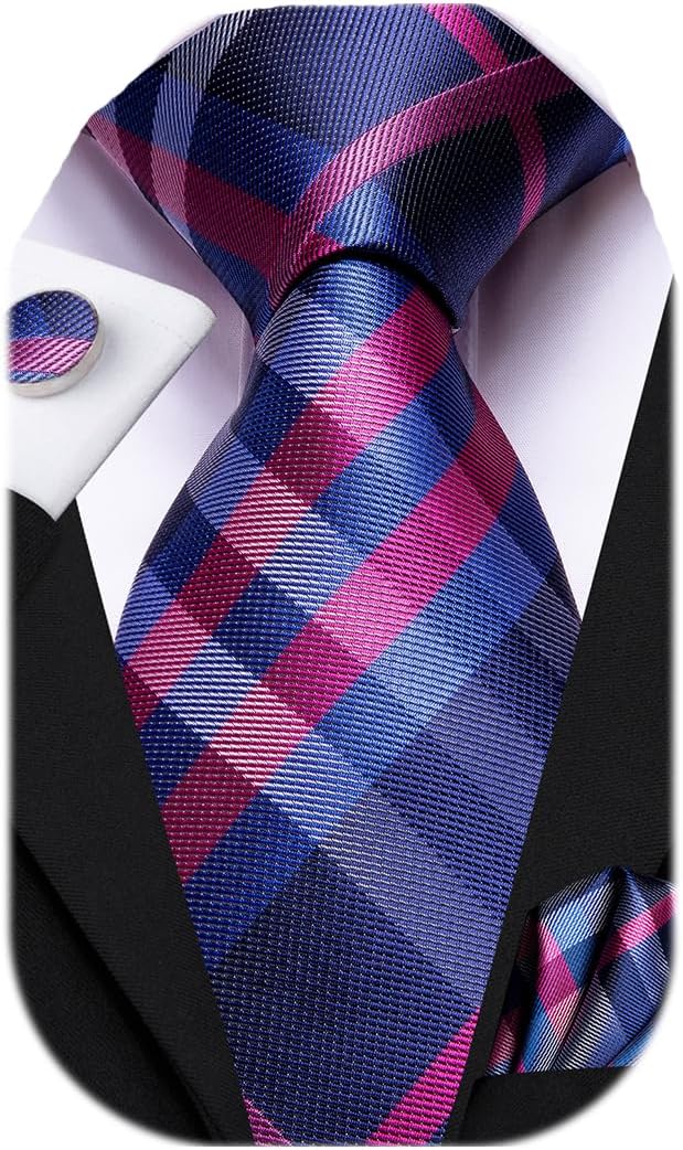 Dubulle Mens Paisley Striped Tie WOVEN Necktie for Men and Handkerchief Cufflinks Set Wedding Formal Business