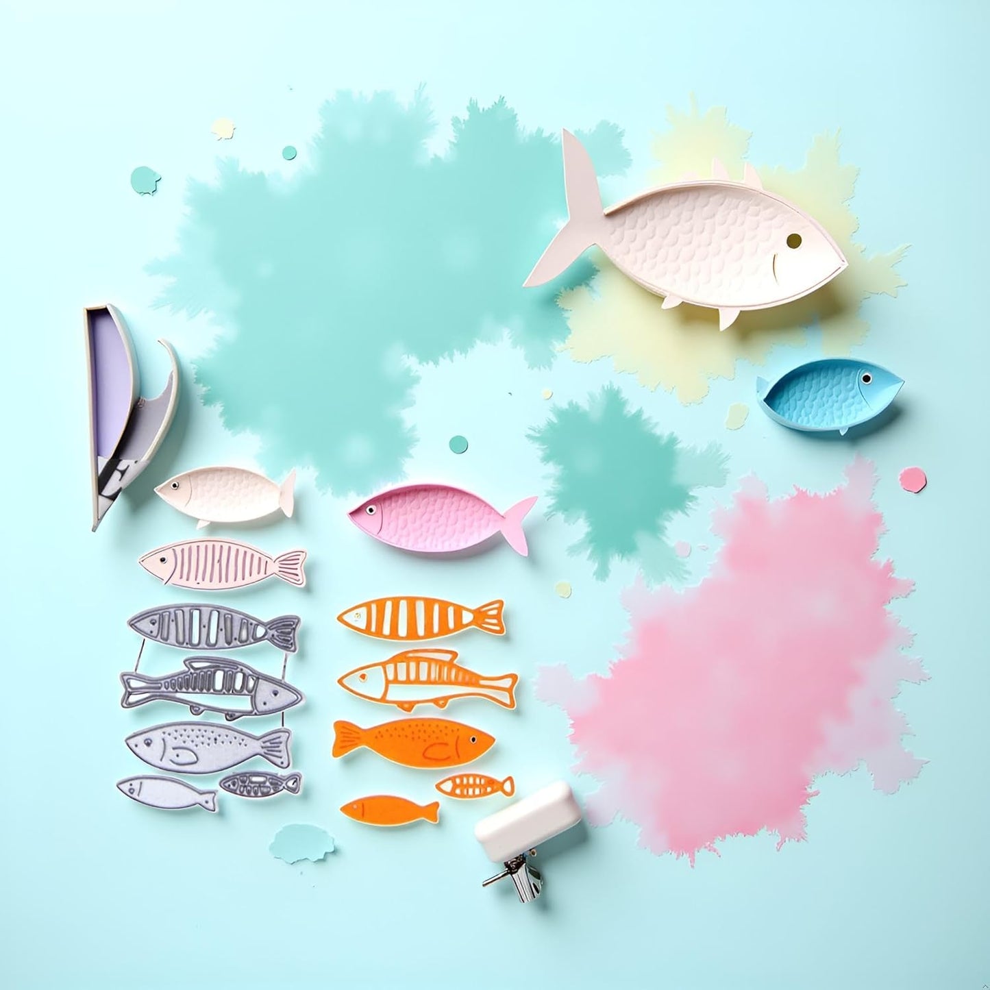 Animal Fish Metal Cutting Dies for Card Making Kit Embossing Paper Die Cuts Scrapbook Machine Stencils Storage Pockets Supplies Die-Cutting and Embossing Card Making Accessories