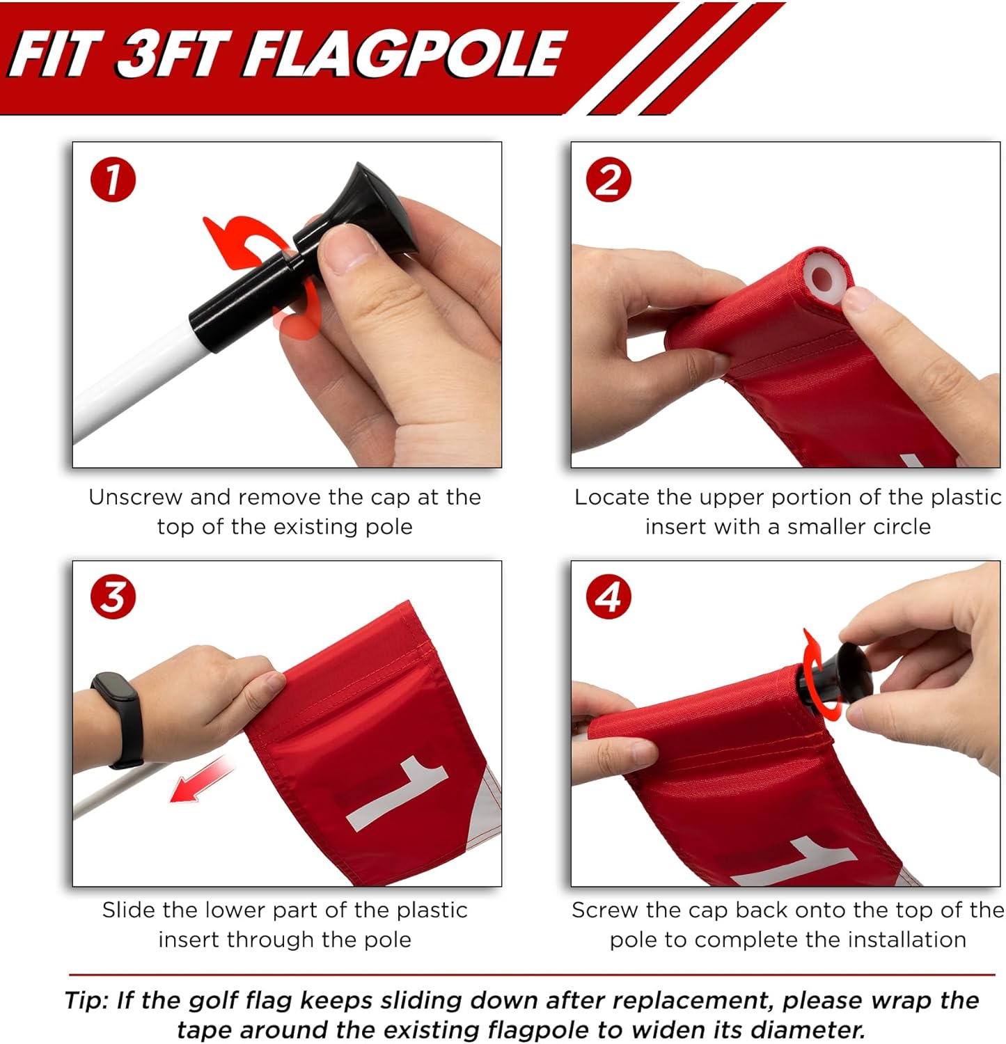 KINGTOP Numbered Golf Flag 8x6 Inch – Premium Dual-layer 420D Nylon, Double Sided Printing, Tube Inserted – Mini Practice Putting Green Flags for Yard, Mixed Color #1-3