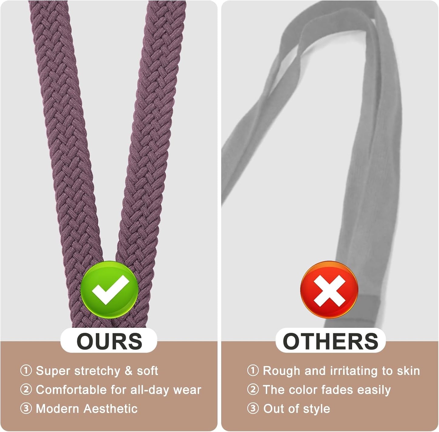 Fishent Stretchy Thin Lanyards for Keys ID Badges, Cute Long Teacher Neck Key Lanyard Keychains for Women Men Wallet Phone(Smoky Violet)