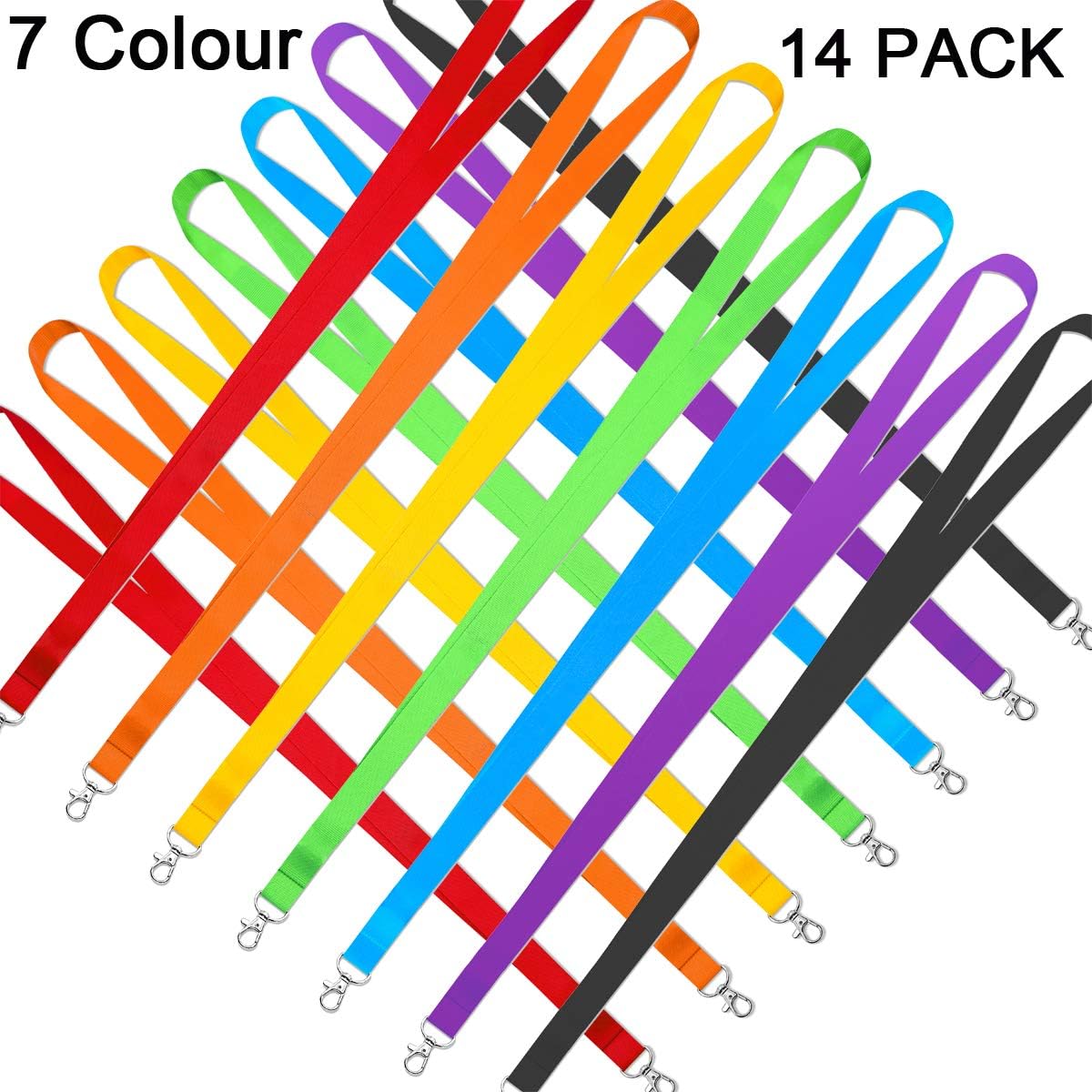 YOUOWO Cruise Lanyards Solid Durable14 Pack 7 Colors, For ID Card Badge Holder Office Neck Keychain,wide 0.79inch (2cm)