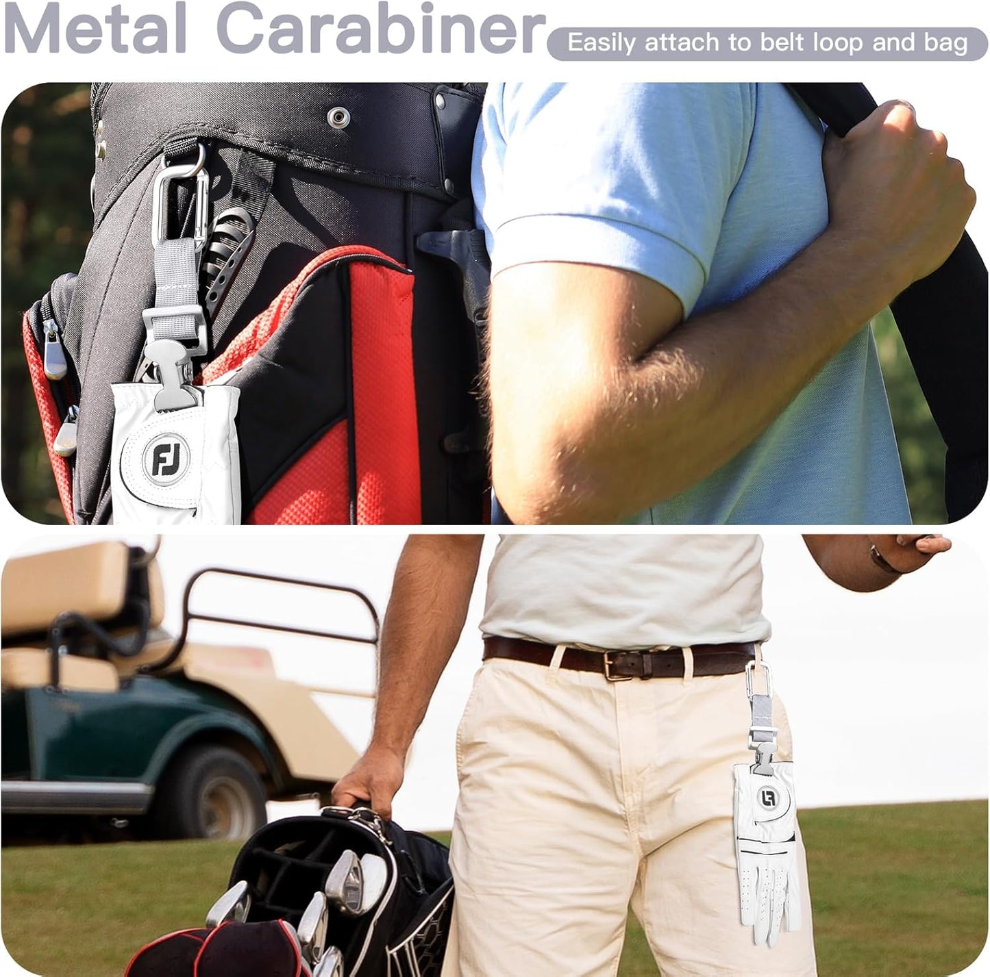 Xxerciz Golf Glove Clip and Belt Holder, Work Safety Glove Keeper With Metal Clips Carabiner for Construction Gloves, Golf Accessories for Men