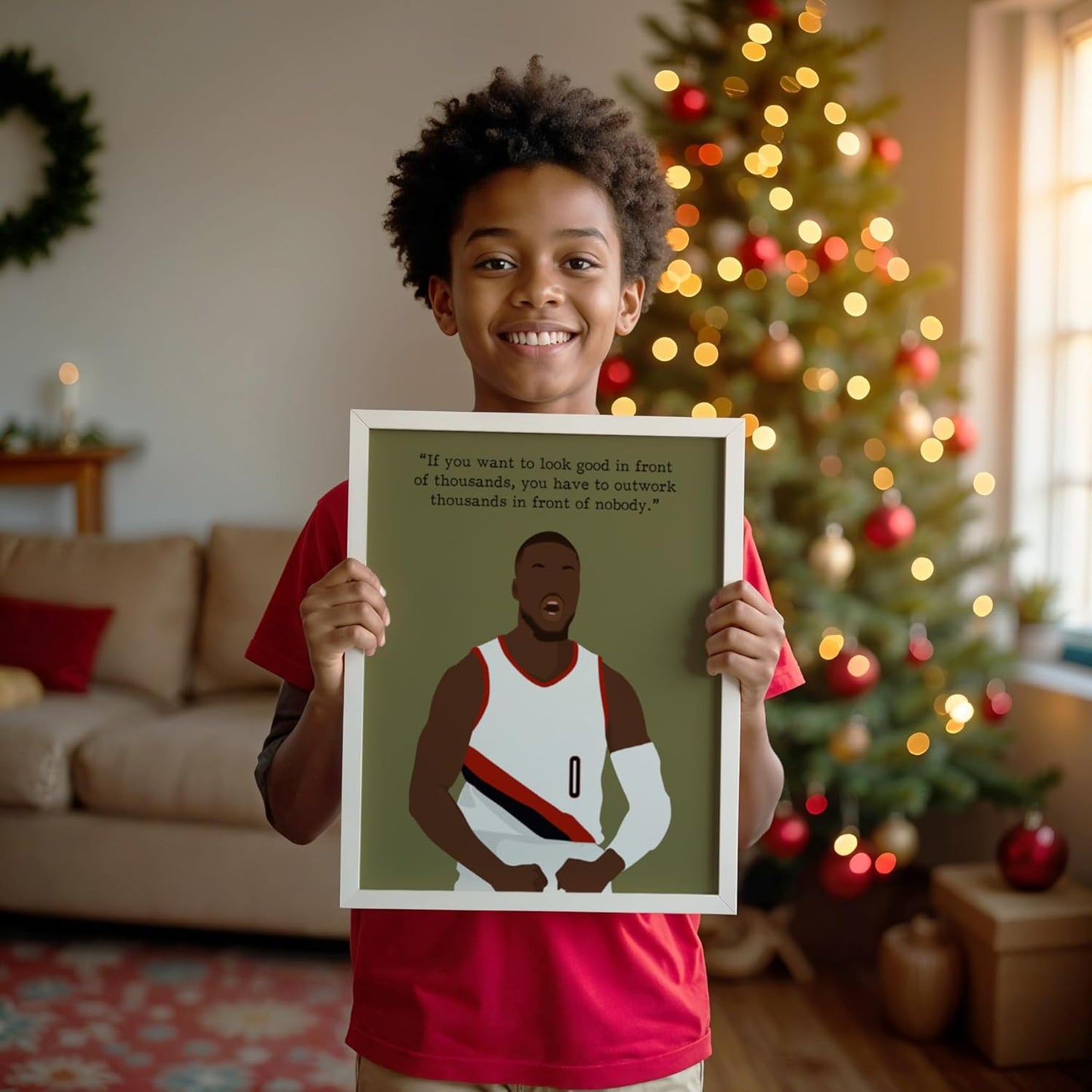 LOLUIS Motivational Basketball Superstar Hand-Drawn Artwork Sport Quote Wall Art Decorations (Unframed 8"x10", Basketball Player 5)