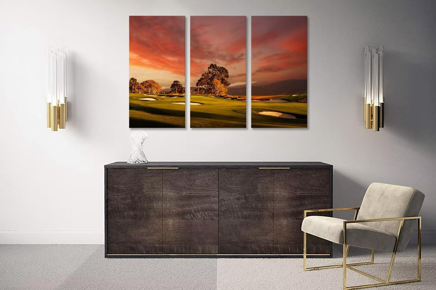 USA Coastline Golf Course Wall Art for Living Room Bedroom Bathroom Home Decorations Golf Course Pictures Posters Framed Artwork Canvas Prints Ready to Hang(14''W x 28''H x3)