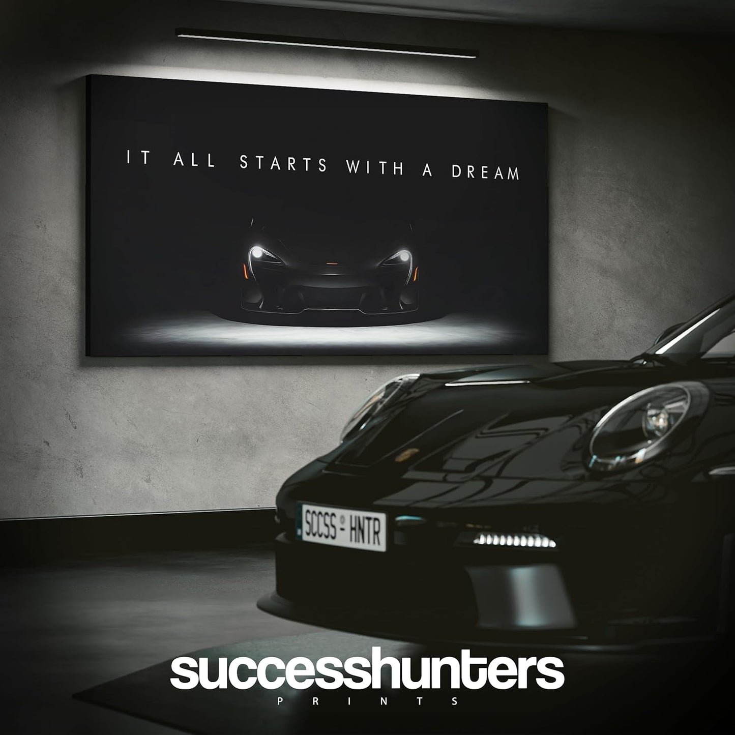 Motivational Wall Art for Office, Super Car Art Canvas, Inspirational Automotive Decor for McLaren Sportscar Lovers, Motivational Wall Decor for Office and Home, Inspiring Car Poster (40 X 20 in)