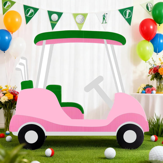 Janlaugh Golf Cart Cutout Props Golf Cart Decoration Backdrop Photo Booth Props Stand in Cardboard Fun Sports Photo Background for Baby Shower Birthday Decor First Birthday Gender Reveal Party Supply