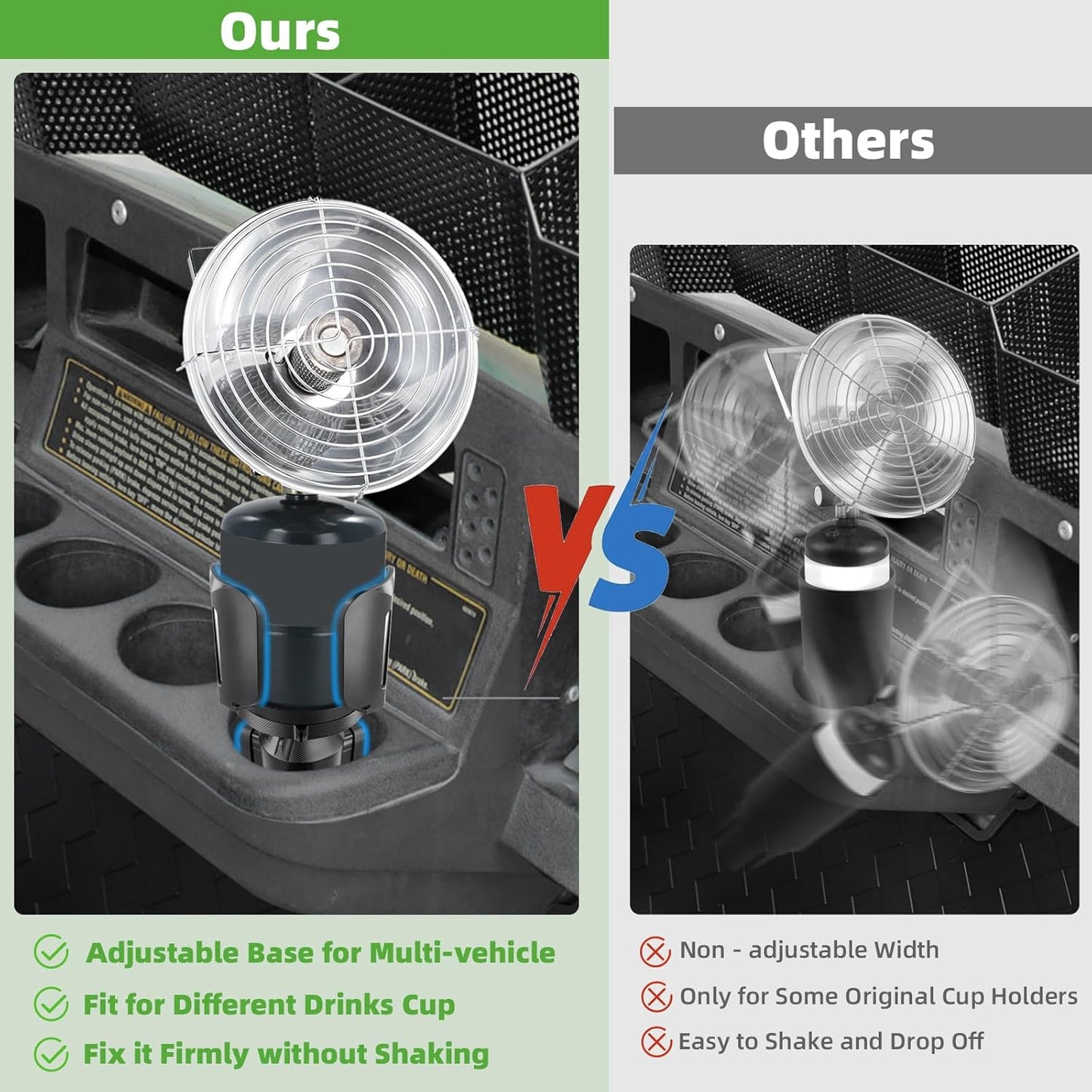 Roykaw Golf Cart Heater Holder Universal Propane Cup Holder, Fit 1lb Tank & Water Bottle, Adjustable Expandable Golf Cart Cup Holder Compatible with EZGO Club Car Yamaha, No Wobble