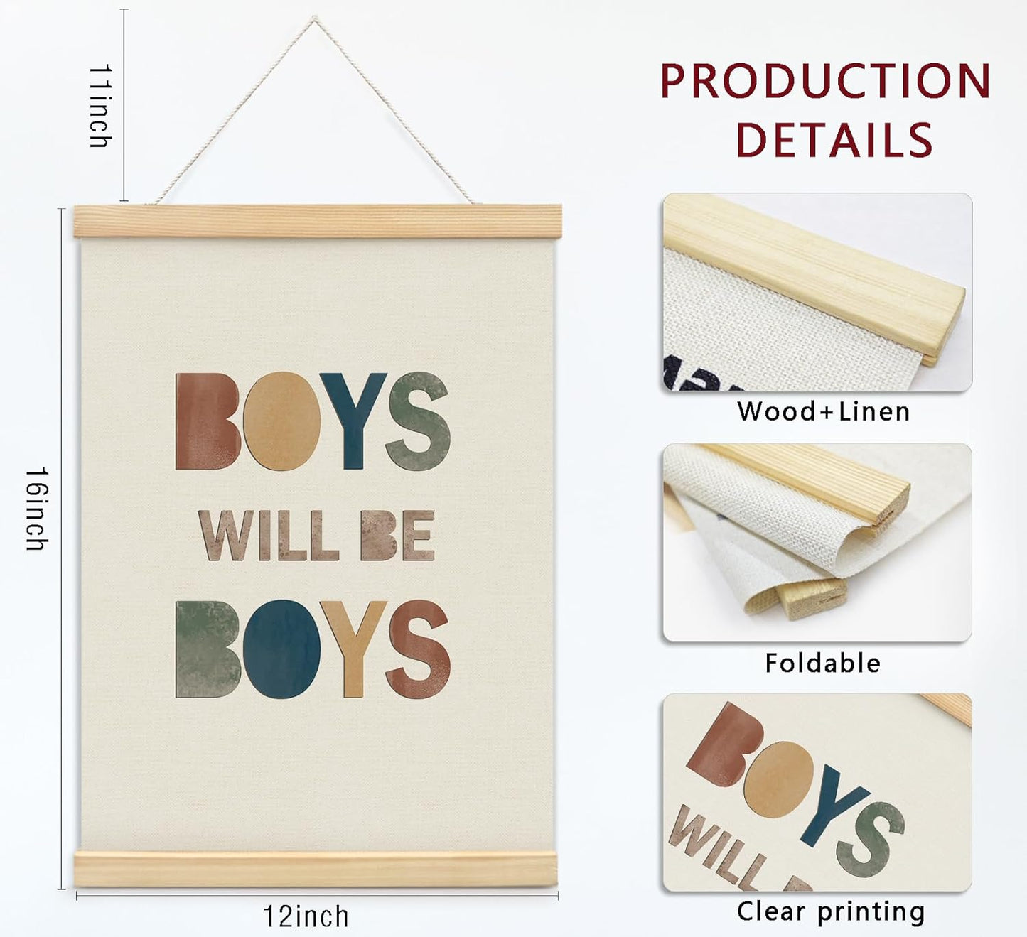 KDHTY Little Man Cave Wall Art Posters Hanger Frame,Toddler Boy Room Decor,Nursery Toddler Room Decor Kids Playroom Art,Reading Corner Decor,12 x 16 Inch,Set of 2