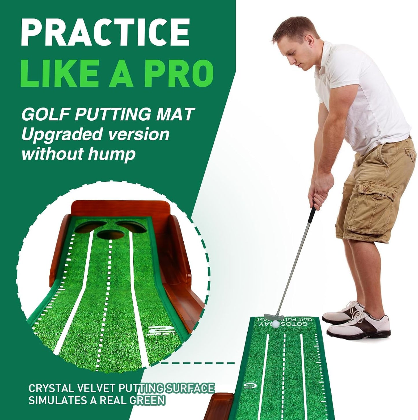 Putting Green Indoor,Golf Putting mat with Auto Ball Return – Premium Golf Putting Mat for Home, Office, or Outdoors – Golf Gift for Men & Women, Practice Anywhere