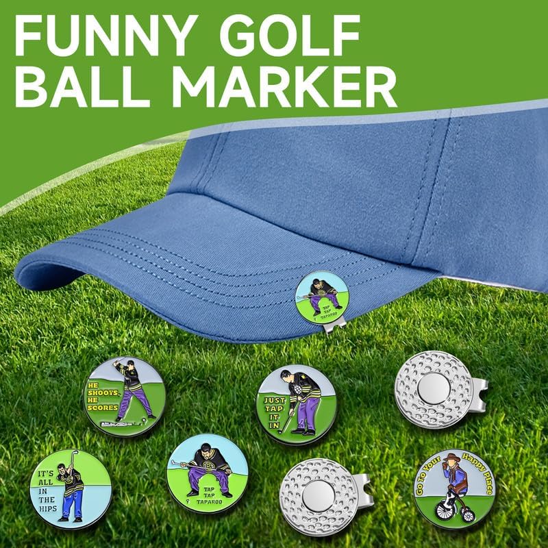 Funny Ball Marker Hat Clip, Magnetic Enamel Golf Ball Markers for Putting Green, Golf Ball Marker with Magnetic Hat Clip, Unique Gift for Golf Lovers