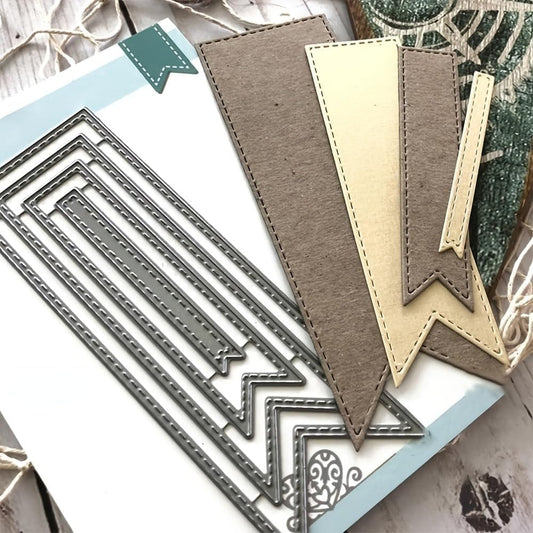 Lapoo Cutting Die for Scrapbooking, 3D Backgrounds Frame New Cutting Dies DIY Album Card Making Decor Paper Craft Metal Die Cuts Party Decorations (Multiple Tags 5.3 x 1.9 in)