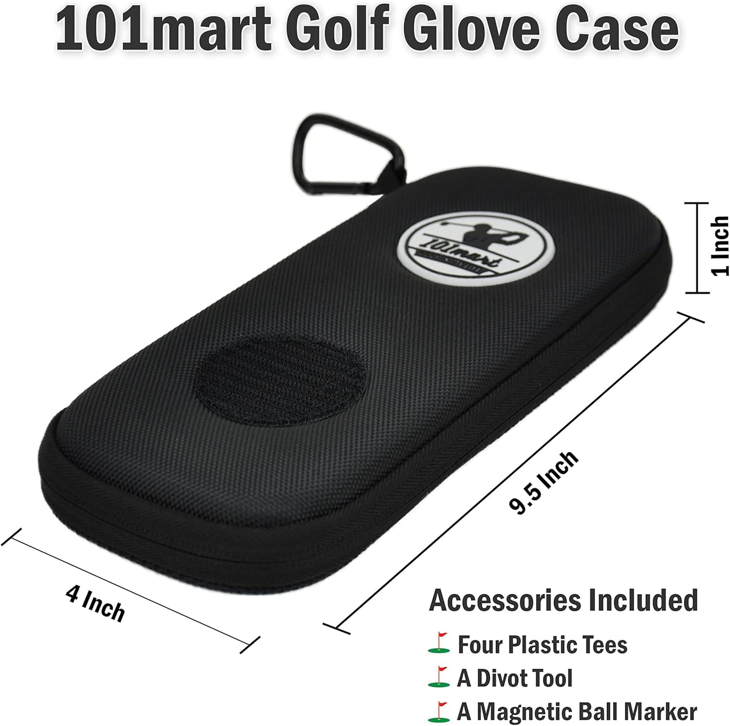 Golf Glove Holder Case - Keep Gloves Protected - Pocket & Slots Store Golf Accessories and Personal Items - 4 Tees, a Ball Marker, a Divot Tool Included - Gift for Men Women Golfers