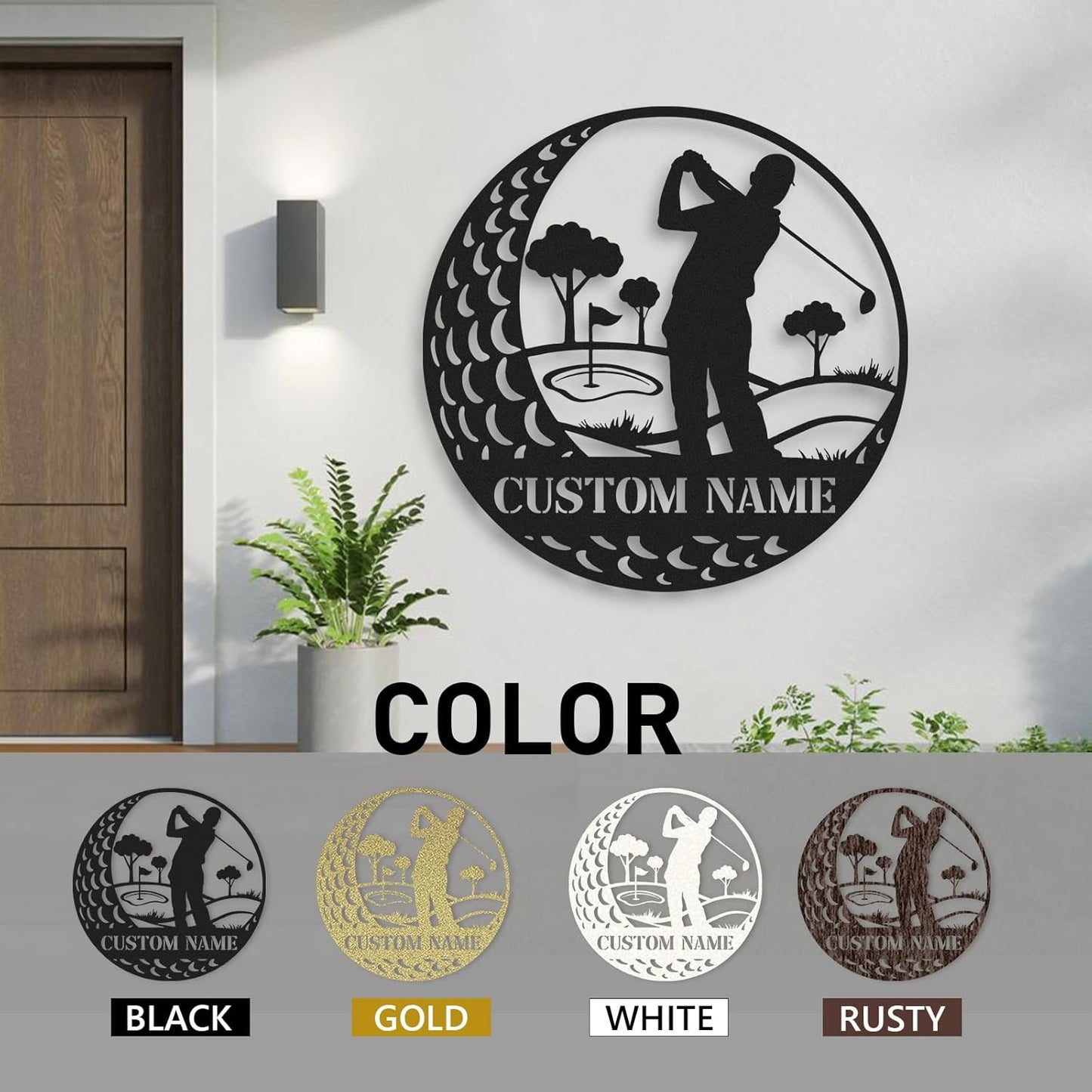 Personalized Golf Metal Wall Decor, Custom Name Sign, Porch Signs Outdoor, Home Deocr, Vintage Golf Wall Art for Man Cave Office Garage Bar Pub, Personalized Golf Gifts for Men Dad Color01