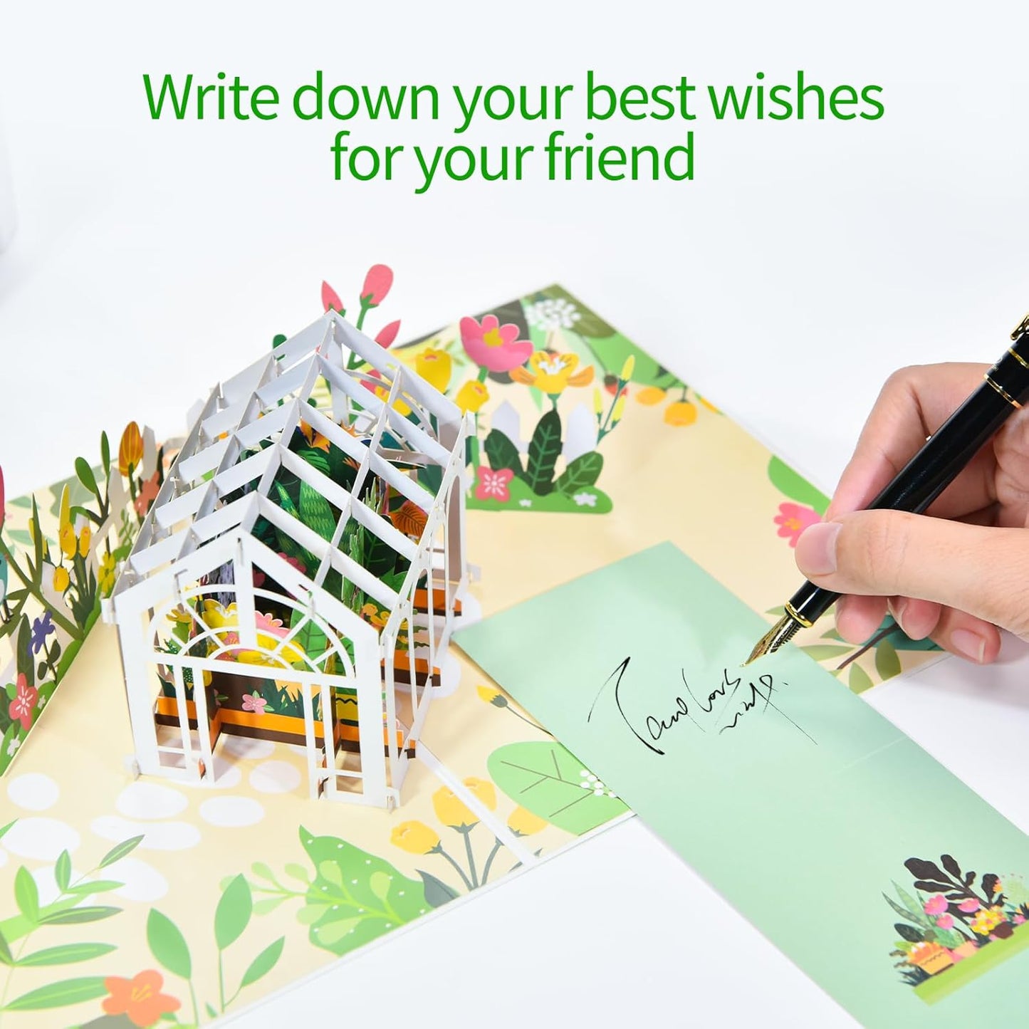 3D pop-up unfolded greeting card, hollowed out paper carving special occasion design, exquisite pattern pop-up display, suitable for sending greeting cards to him/her on special holidays - with envelope and blank label