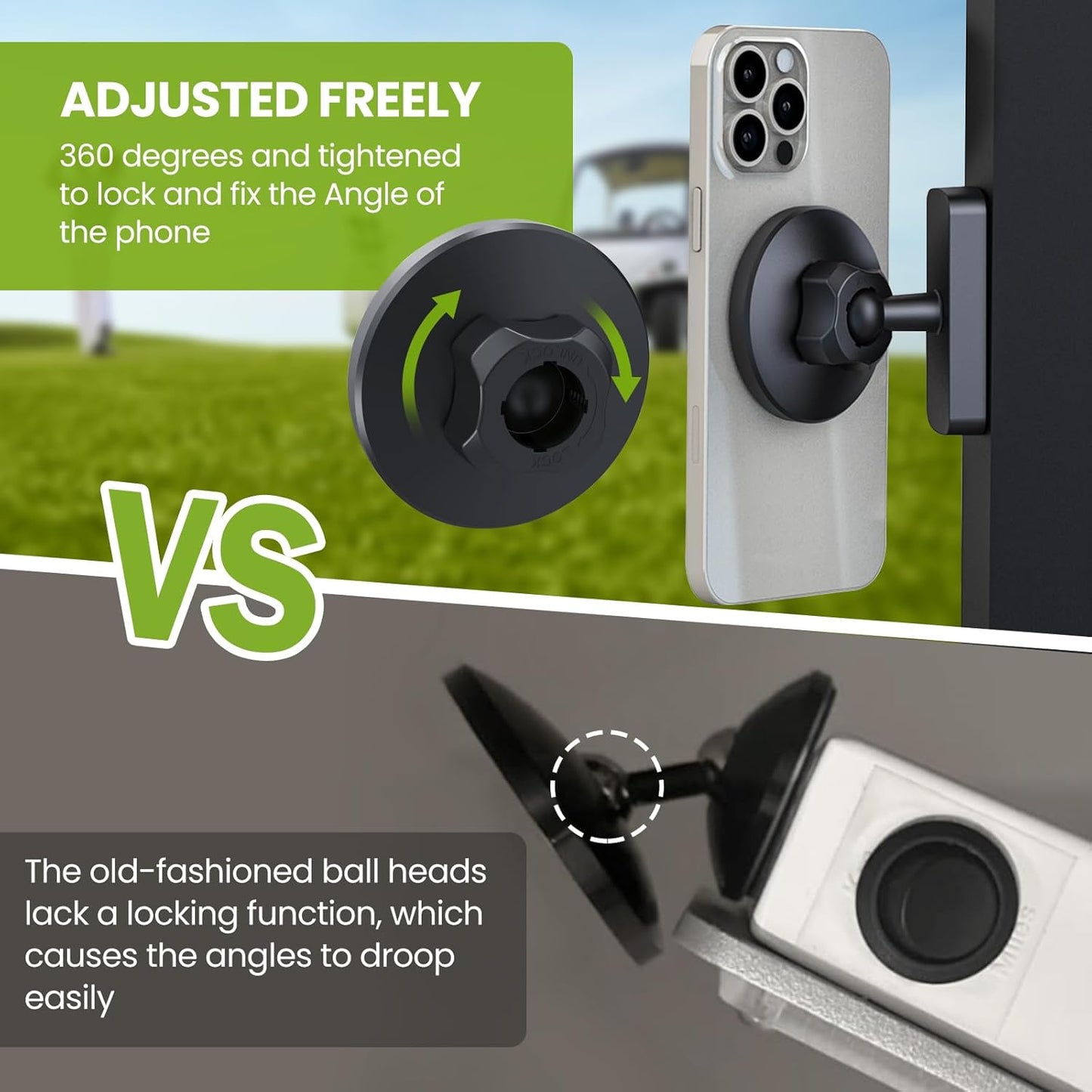 Golf Cart Phone Holder Magnetic Phone Mount Compatible with MagSafe Ultra Strength Magnet Golf Cart Accessories Gift for Friend