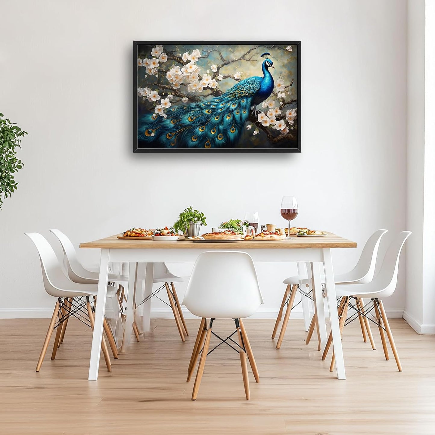 Peacock Large Framed Wall Art for Living Room Peacock Pictures Wall Decor Canvas Print Painting Home Decorations Artwork for Office Bedroom 36x24 inch