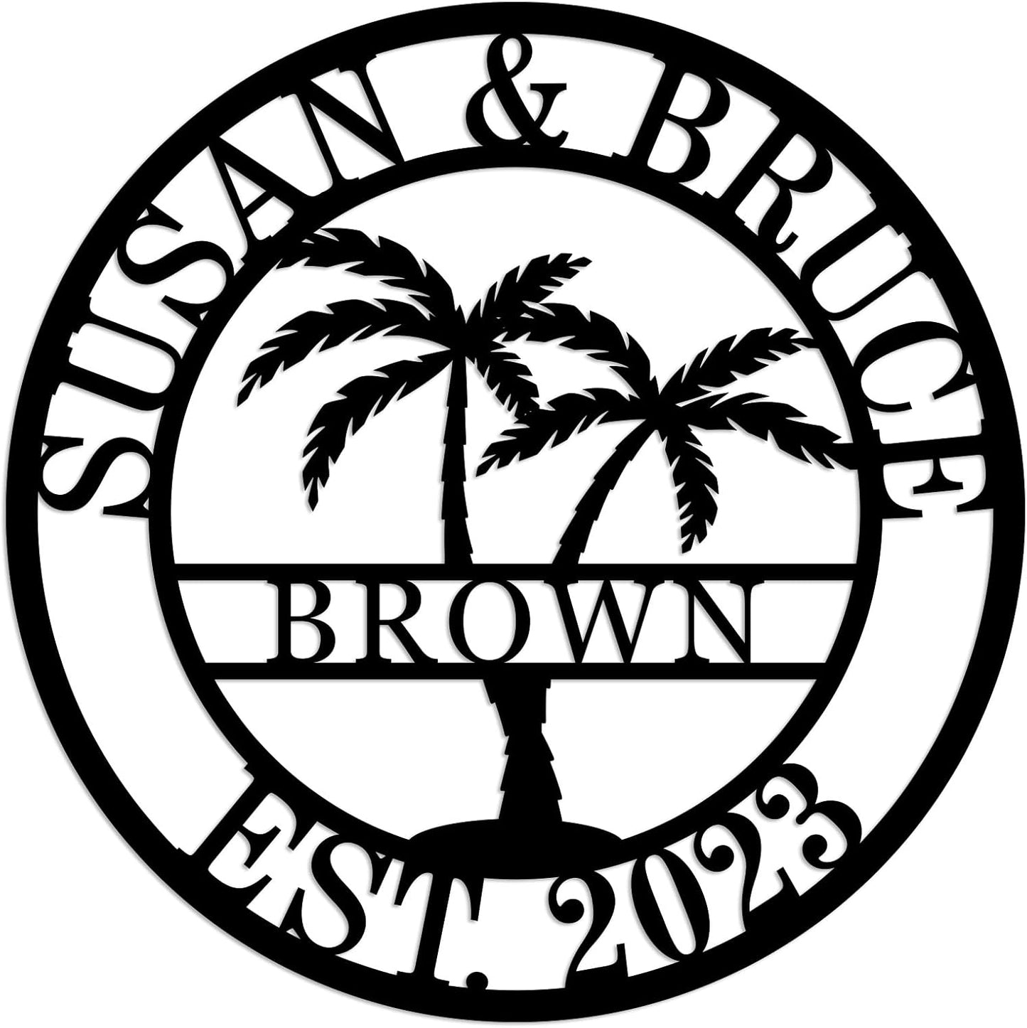 Custom Metal Sign with Palm Tree, Personalized Metal Sign, Outdoor Palm Tree Signs, Custom Coconut Tree Wall Art