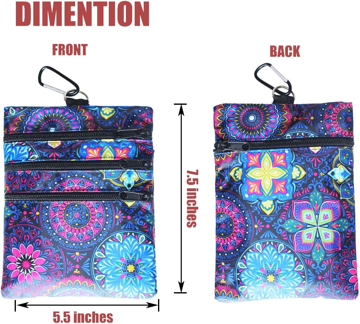 Golf valuables Pouch, Zipper Golf Ball Bag with 4 Pockets, Golf Accessories Pouch for Storing Balls,tees,Mobile Phone,Keys, Cards and Cash, Great Gift for Golfers