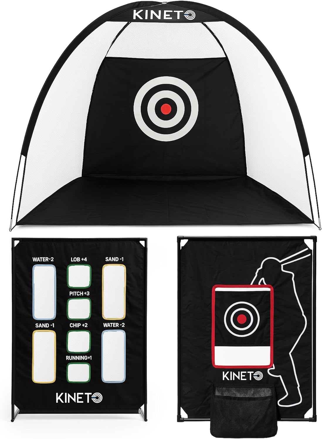 Kineto Training Set – Golf Swing Net, 8-Zone Chipping Target, Baseball Pitch Trainer – Durable, Portable, Tool-Free net for Backyard or Indoor use