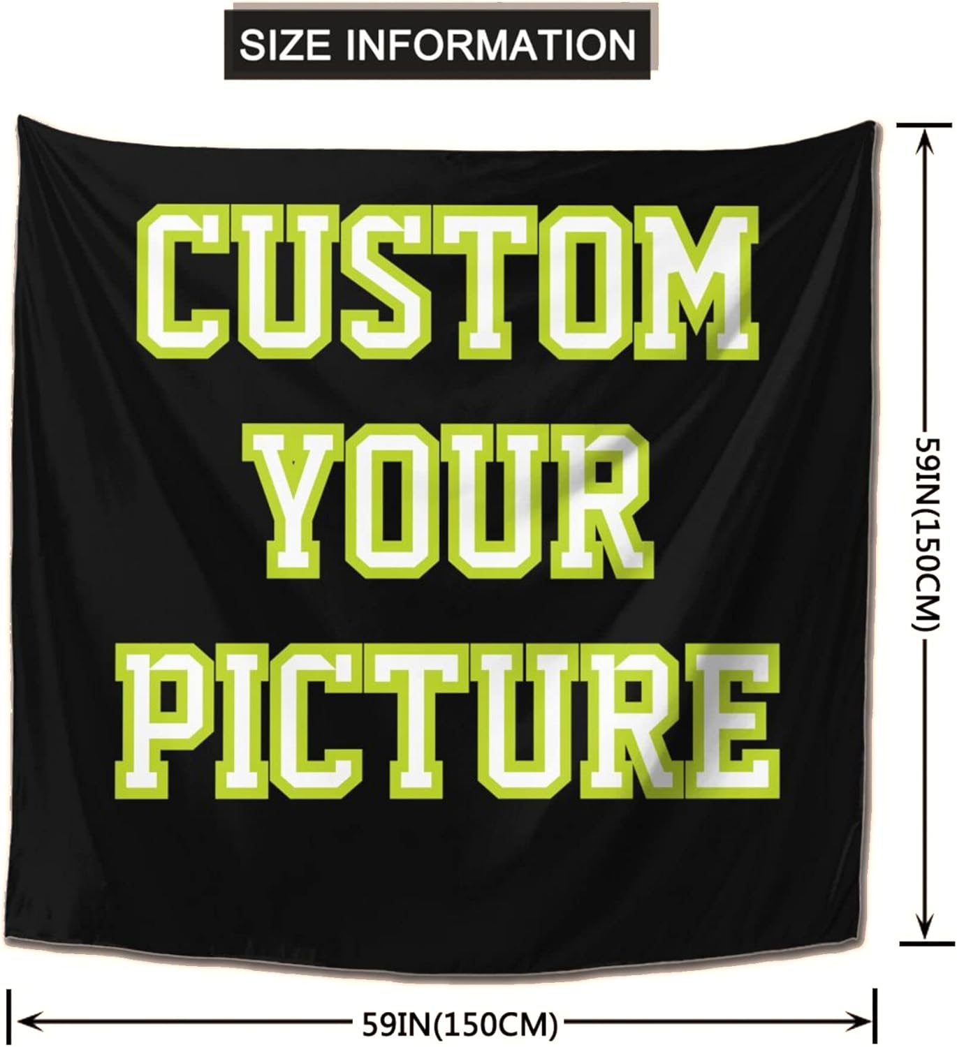 JINJUREN Custom Tapestry Upload Images Banners and Signs Customize For Bedroom 59 * 59 inch Square
