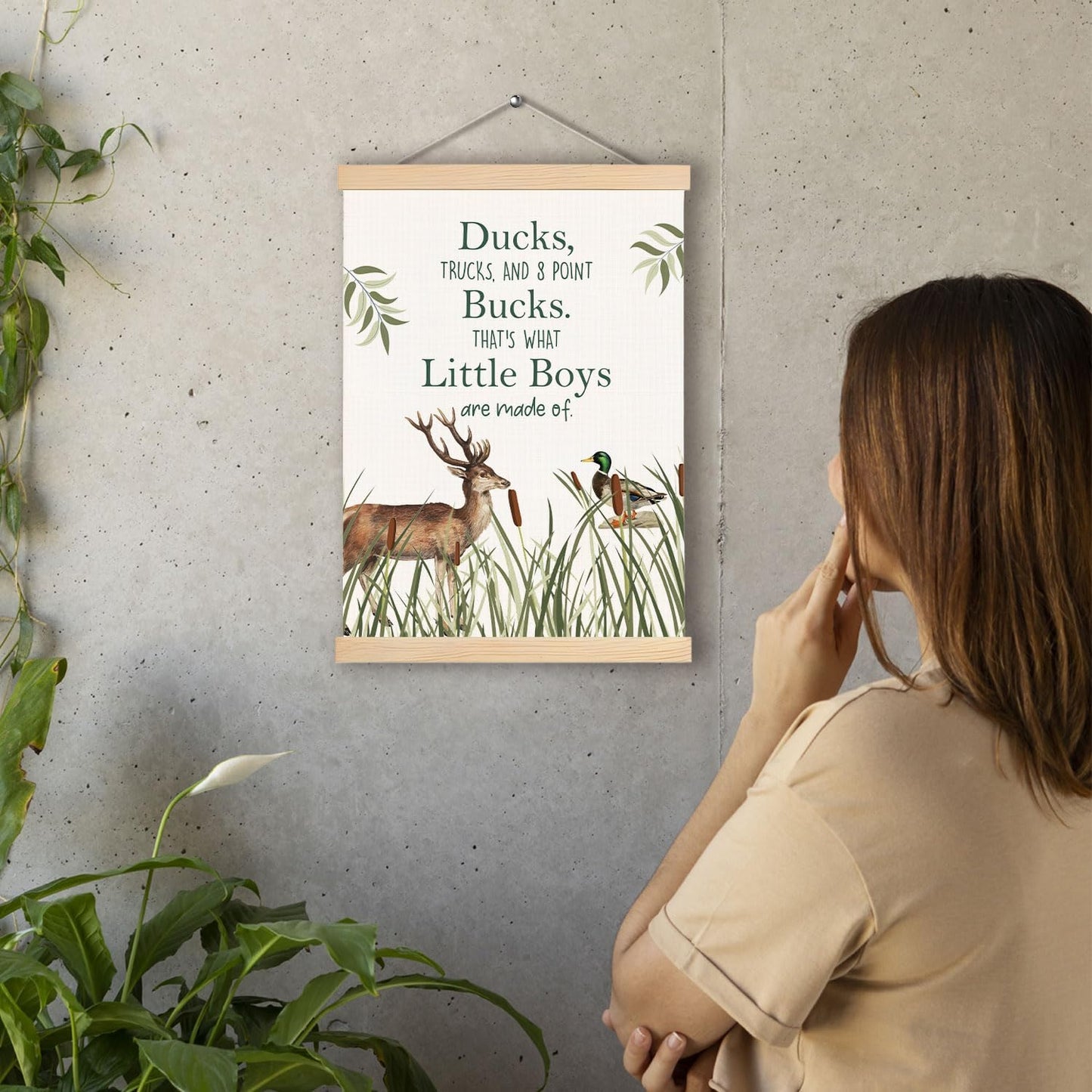 pouep Boys Room Decor, Mallard Duck and Deer Nursery Wall Art Poster, Boy Nursery Hunting Nursery Decor, Rustic Wildlife Wall Art for Toddler Little Boys Room Nursery Playroom Decor, 12x16 Inch