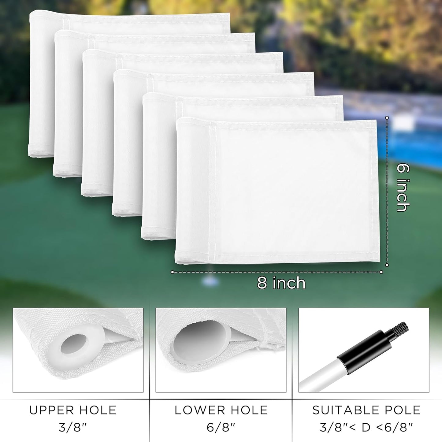 KINGTOP Solid Golf Flag All 8x6 Inch - 420D Nylon, Tube Inserted - Mini Putting Green Flags for Backyard Practice