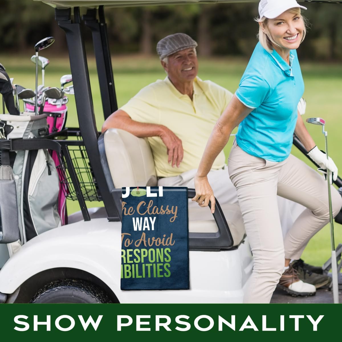 The Classy Way to Golf - Polyester and Cotton Blend Printed Towel, Funny Retro Accessories for Men Women, Gift for Fan Dad Grandpa, Lover Father's Day Birthday Gift