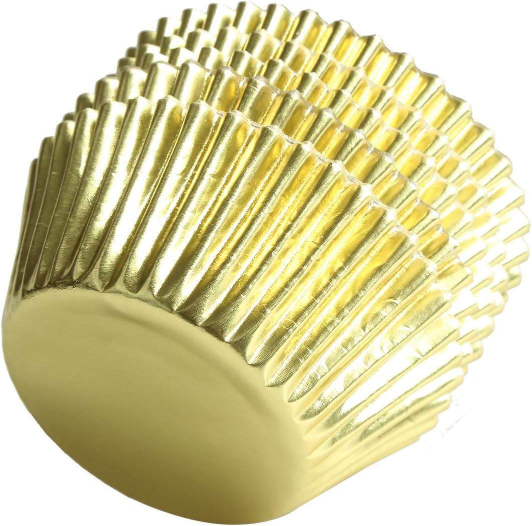 Gold-Foil Cupcake-Liners Paper-Baking-Cupcake,for Birthday Parties, Weddings,Standard Sized(pack of 100） …