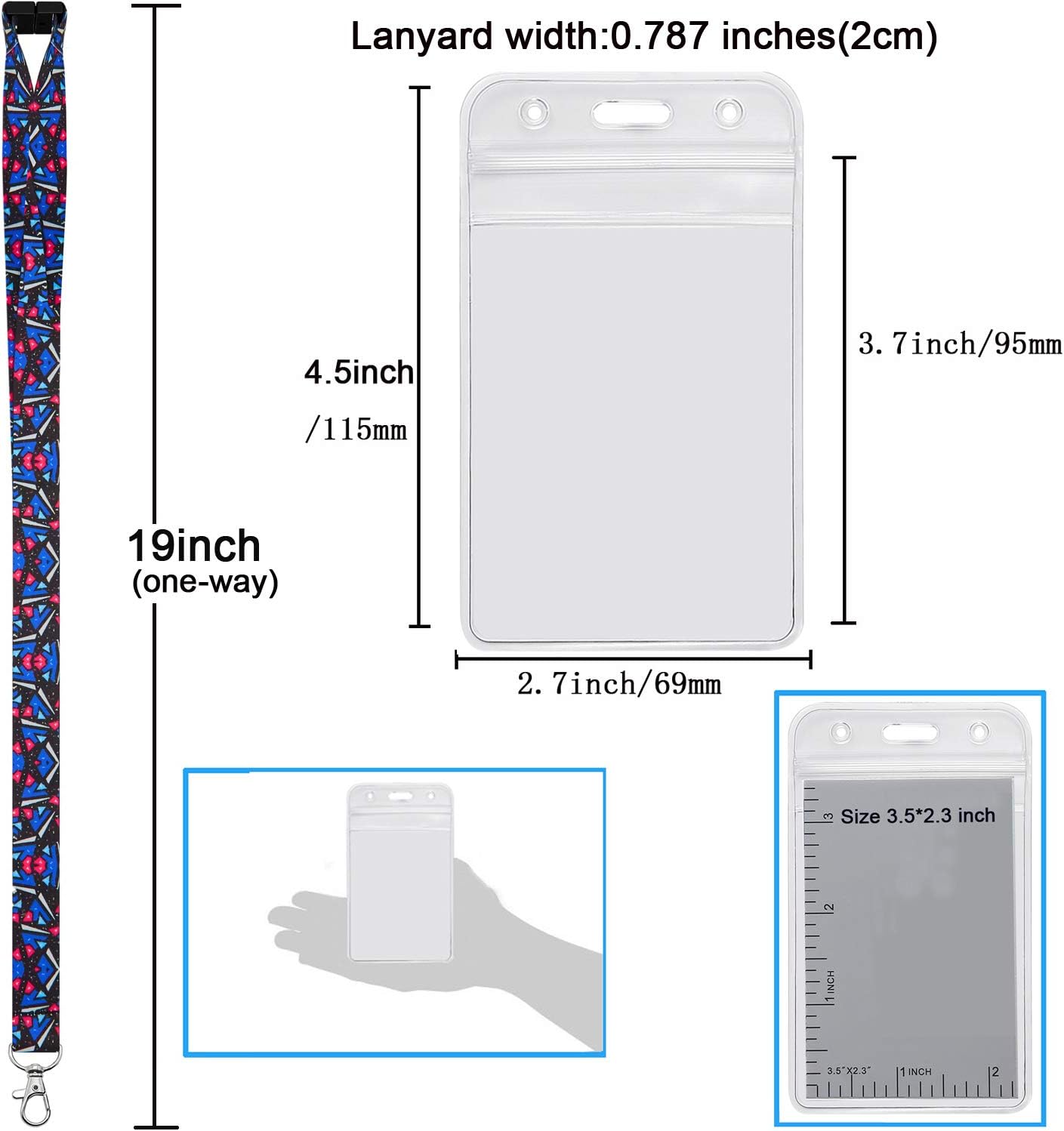 YOUOWO 6 Pack Lanyards with ID Badge Holder Vertical for Cruise Keys Women Kids Ship Card,Breakaway Safety Quick Release Office Neck Safety Lanyard