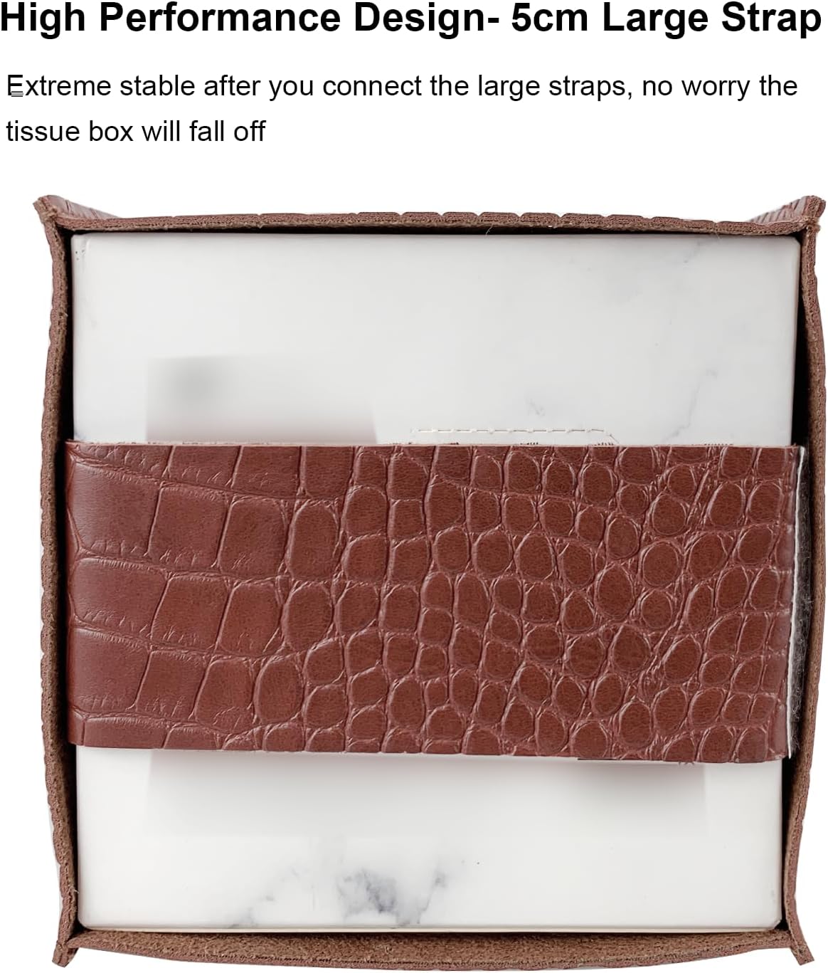 Tissue Box Cover 5X5X5'' PU Leather Tissue Holder Square Tissue Cube Box Organizer for Bathroom Vanity Countertop, Car, Night Stands, Office, Home, Kitchen (SnakeBrown, 1Pack)