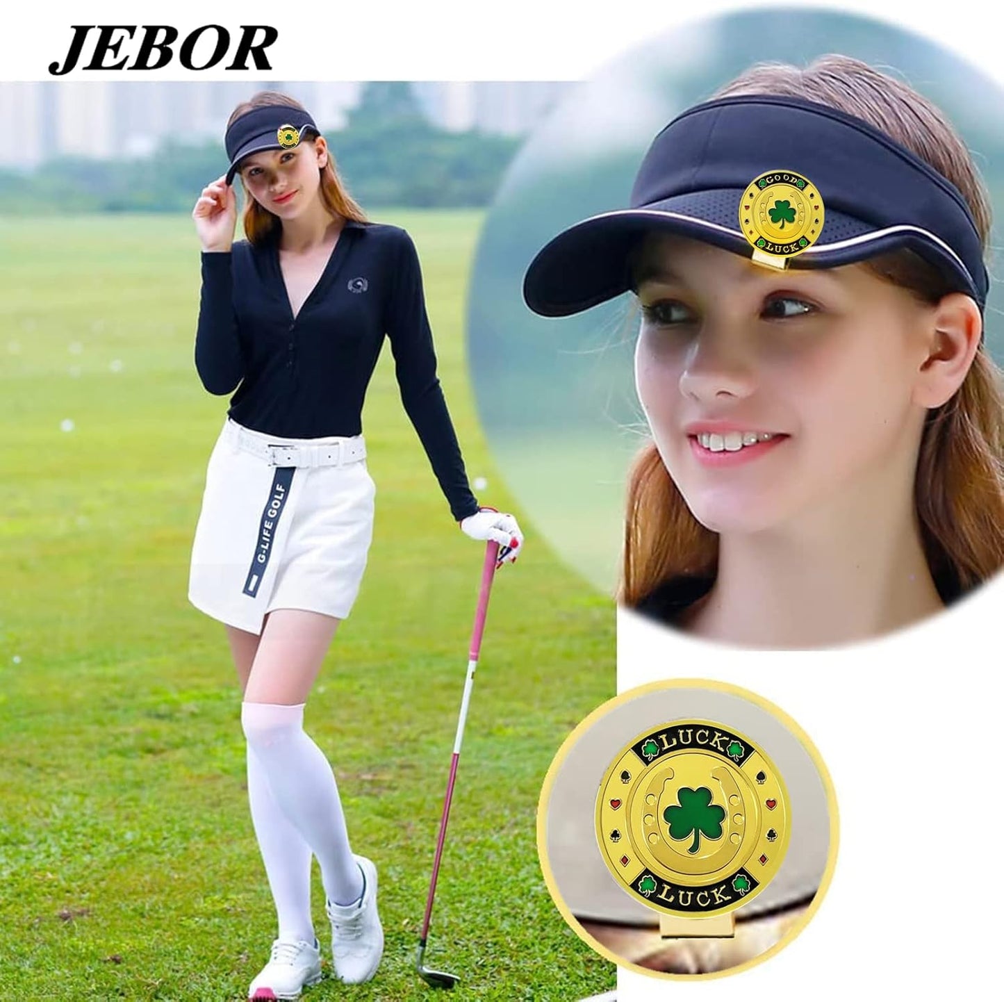 Jebor Golf Ball Markers with Hat Clips and Storage Box Value Sets for Men Women Golfer, Removable Attaches Easily to Golf Cap Premium Gifts Golf Ball Marker hat Clip