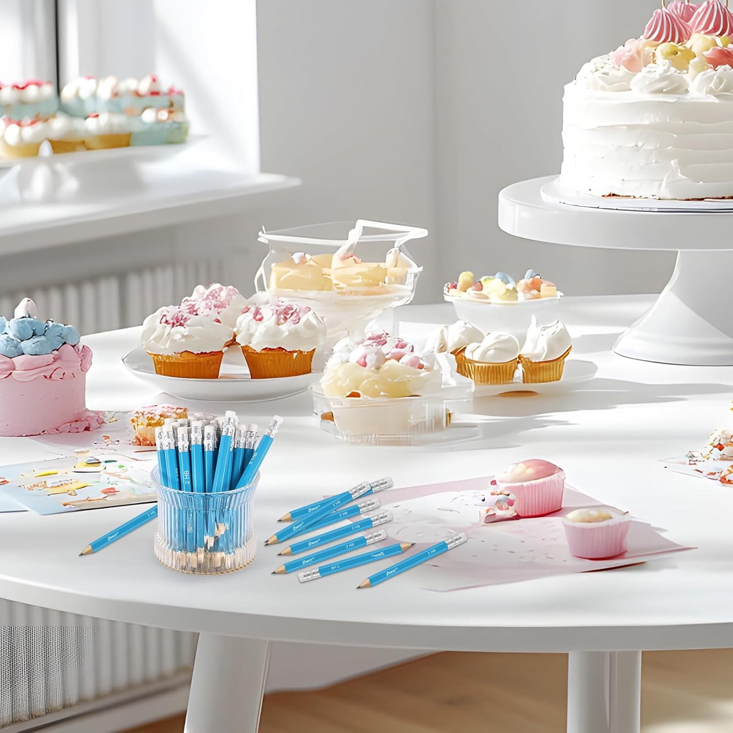 ZWlOT Golf Pencils with Eraser, #2 HB Half,4" Mini,Pre-Sharpened,120/200/320 Count Pencils Wood Cased Short for Classroom, Office, School, Wedding and Party Game (Blue,Mini, 320)