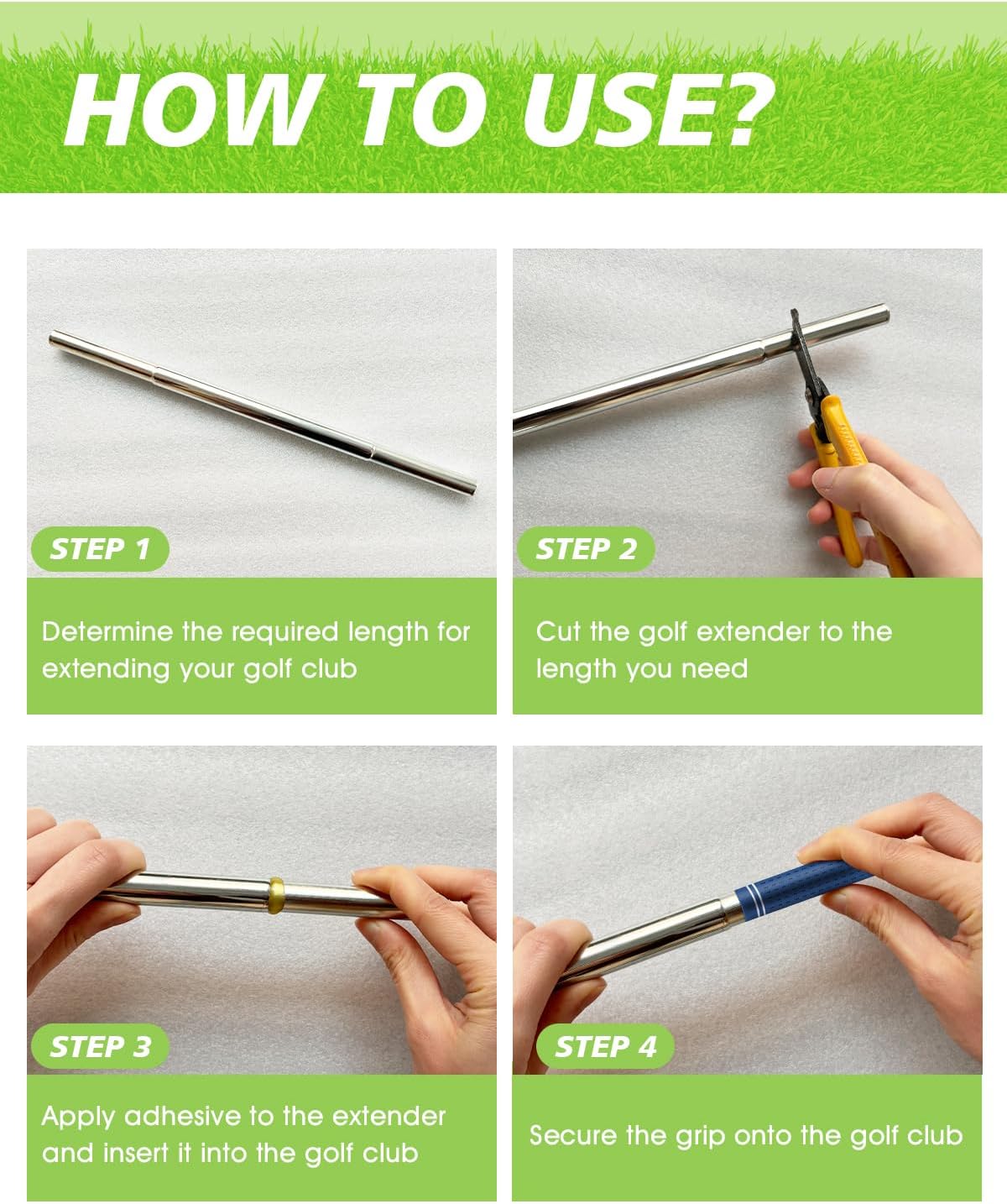 5PCS Golf Club Extensions Steel Shaft Iron Length Extension Kit Repair Replacement, Silver