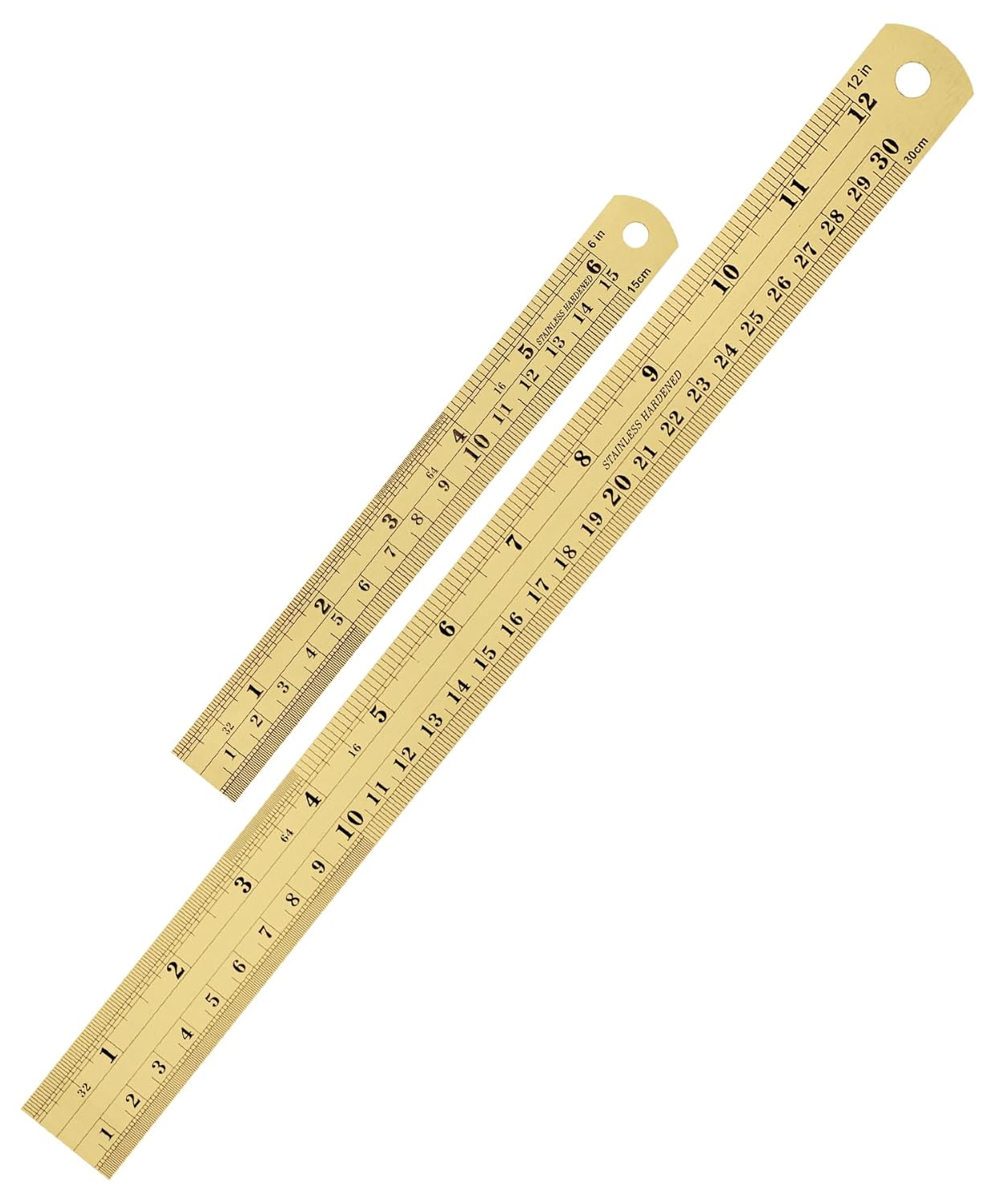 Mr. Pen- Steel Rulers, 2 Pack, 6" and 12", Gold, 6 Inch Ruler Metal Rulers, Stainless Steel Ruler 12 Inch