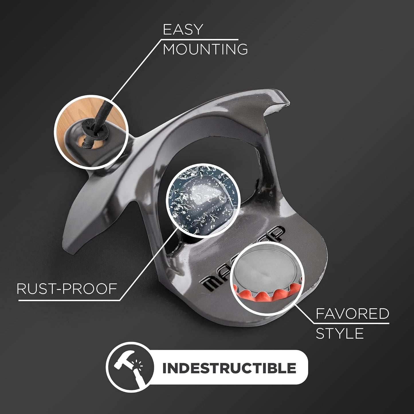 Outdoor Bottle Opener Wall Mounted - Style Magnetic Beer Bottle Opener that Catches Caps - Easy to Install and Incredibly Convenient (Gunmetal Black)