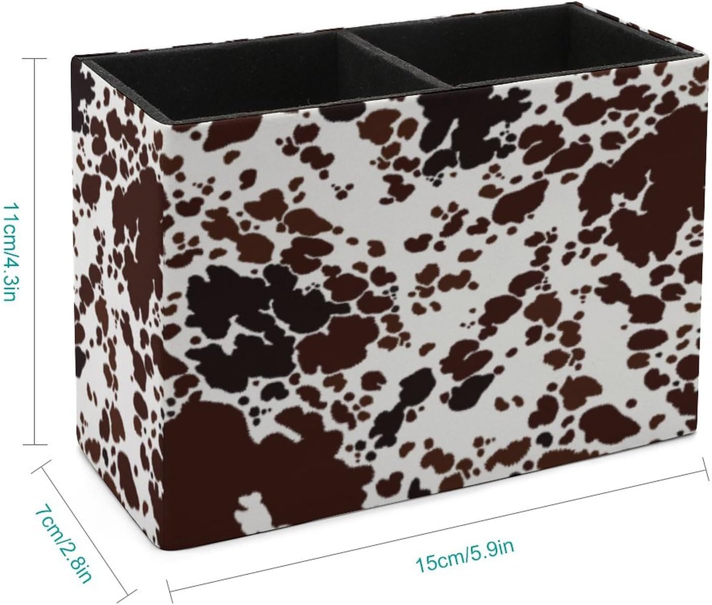 Pen Holder, Pencil Holder for Desk Organizer, Cow Print Brown Spots PU Leather Pencil Cups Desktop Stationery Storage Makeup Brush Holder Pen Organizer for Office Home
