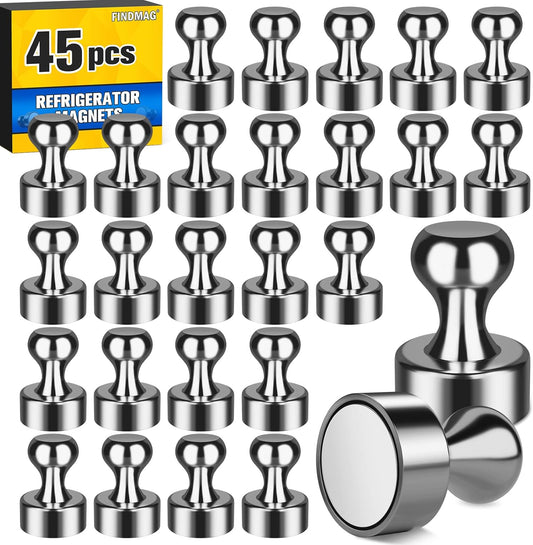 FINDMAG 45 Pack Refrigerator Magnets, Small Magnets for Hanging, Fridge Magnet for Whiteboard, Mini Magnets, Strong Magnet for DIY, Home, Cabin (Black)