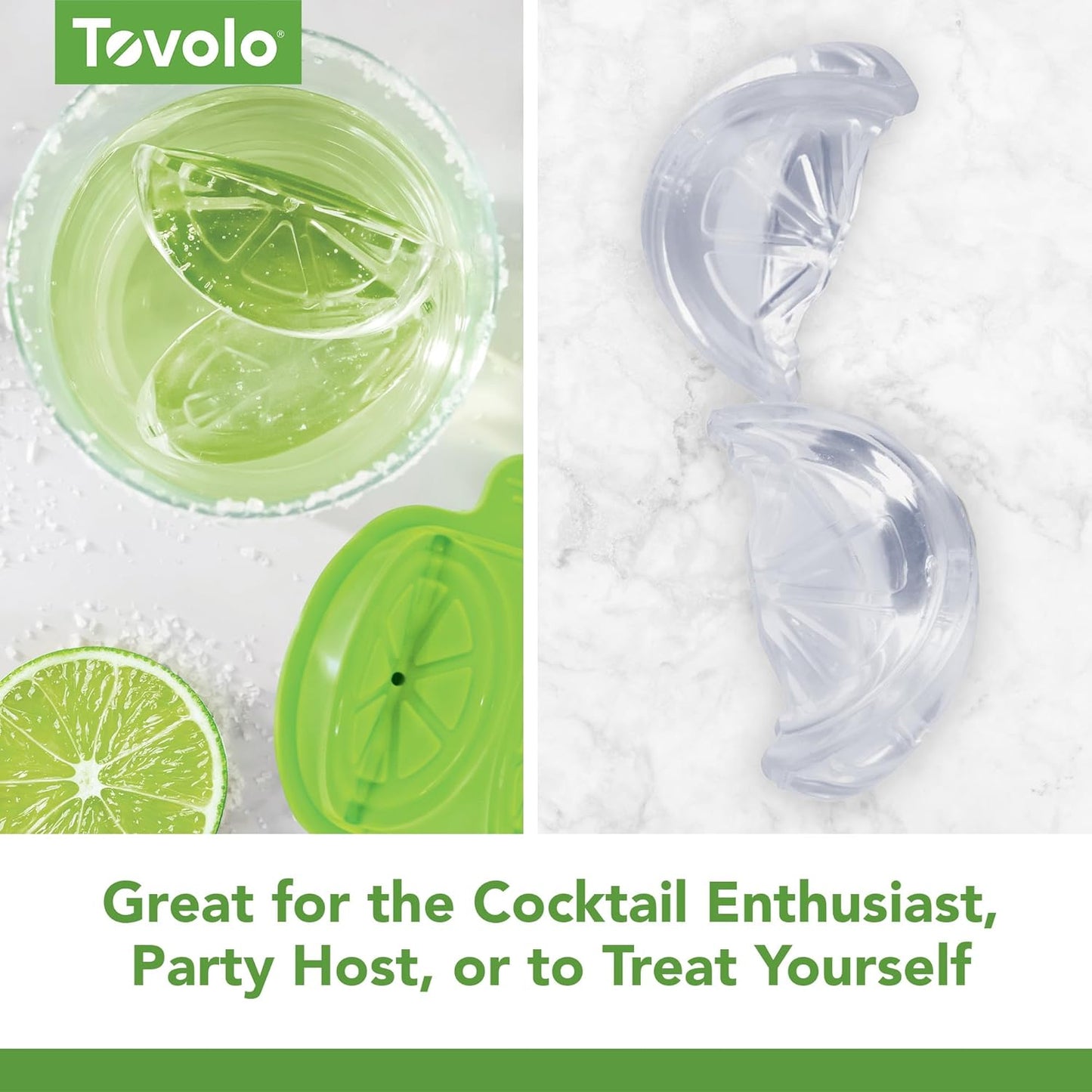 Tovolo Lime Wedge Ice Molds (Set of 2) - Slow-Melting, Leak-Free, BPA-Free/Great for Whiskey, Cocktails, Fun Drinks, and Gifts