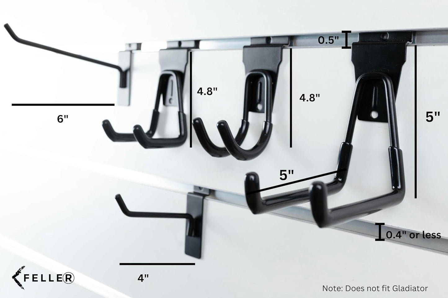 FELLER Slatwall Hooks Heavy Duty - Premium 20 Pack for Proslat & Slatwall Accessories - Durable Double & Single Slat Wall Hooks with 4X Toughness and Rubber Grip