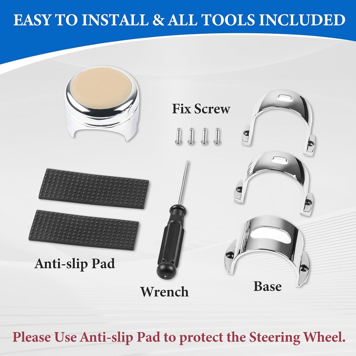 Hoffen Steering Wheel Spinner Sport Maneuvering Knob Cow Leather Cover Swivel Suicide Knob Universal Fit for Cars, Trucks, Boats (Beige)