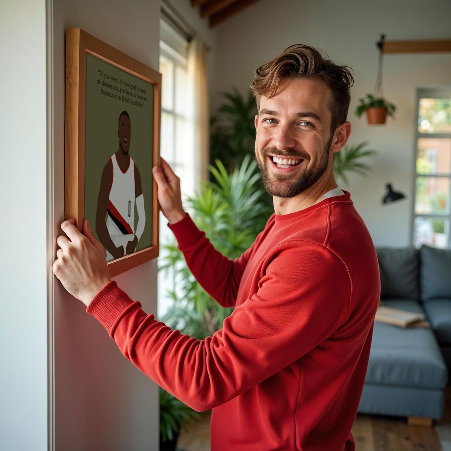 LOLUIS Motivational Basketball Superstar Hand-Drawn Artwork Sport Quote Wall Art Decorations (Unframed 8"x10", Basketball Player 5)
