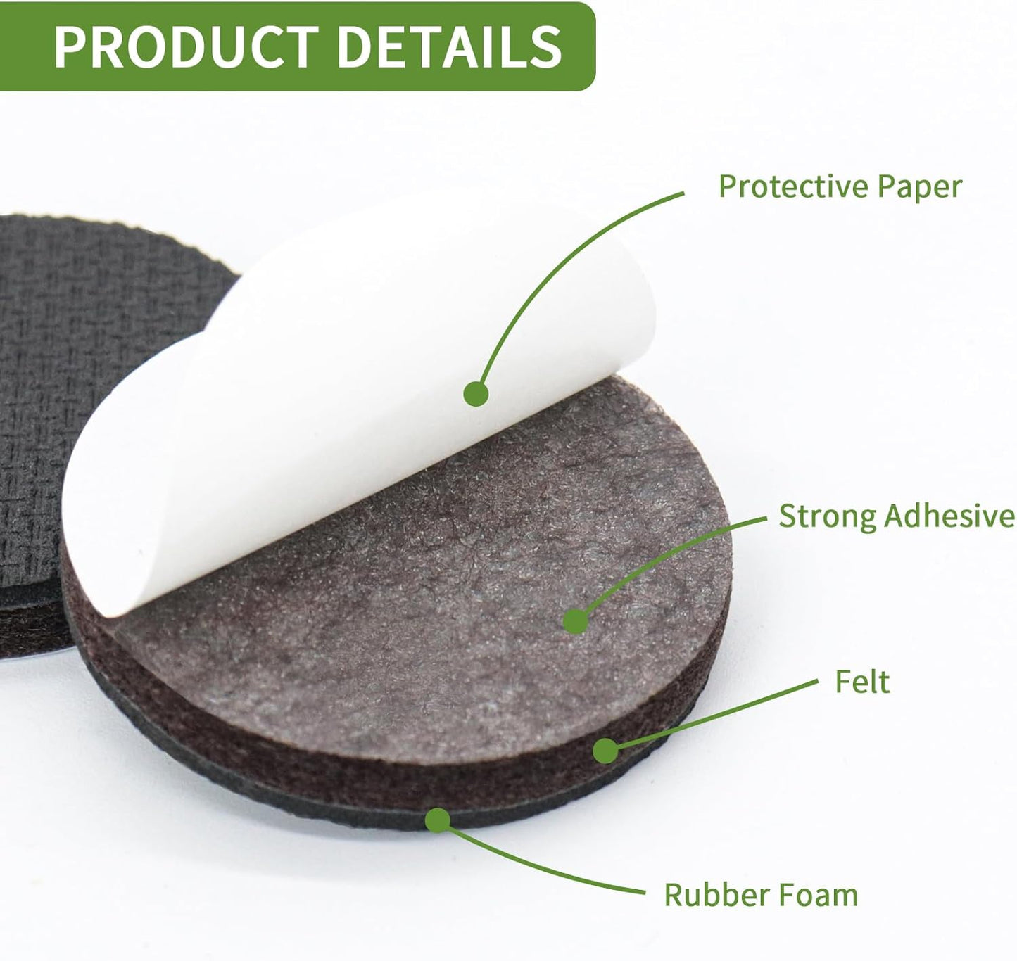 Non Slip Furniture Pads 16 PCS 2'' Round - Anti Slip Furniture Pads - Self Adhesive Rubber Feet Furniture Feet - Chair Leg Floor Protectors - Keep Furniture in Place