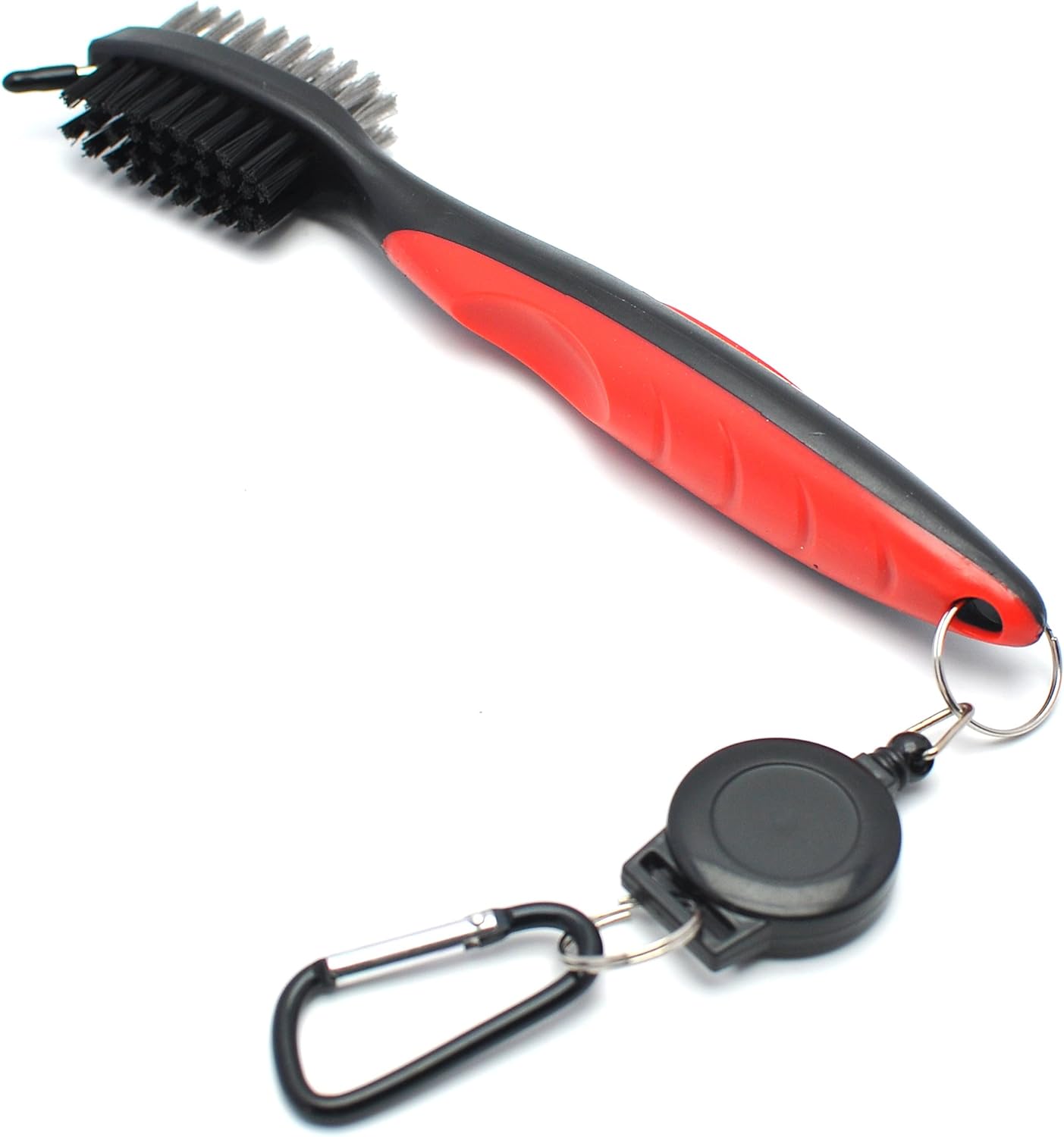 Mile High Life Microfiber Waffle Pattern Golf Towel | Club Groove Cleaner Brush | Foldable Divot Tool with Magnetic Ball Marker (Red Towel/Brush/Curve Divot)