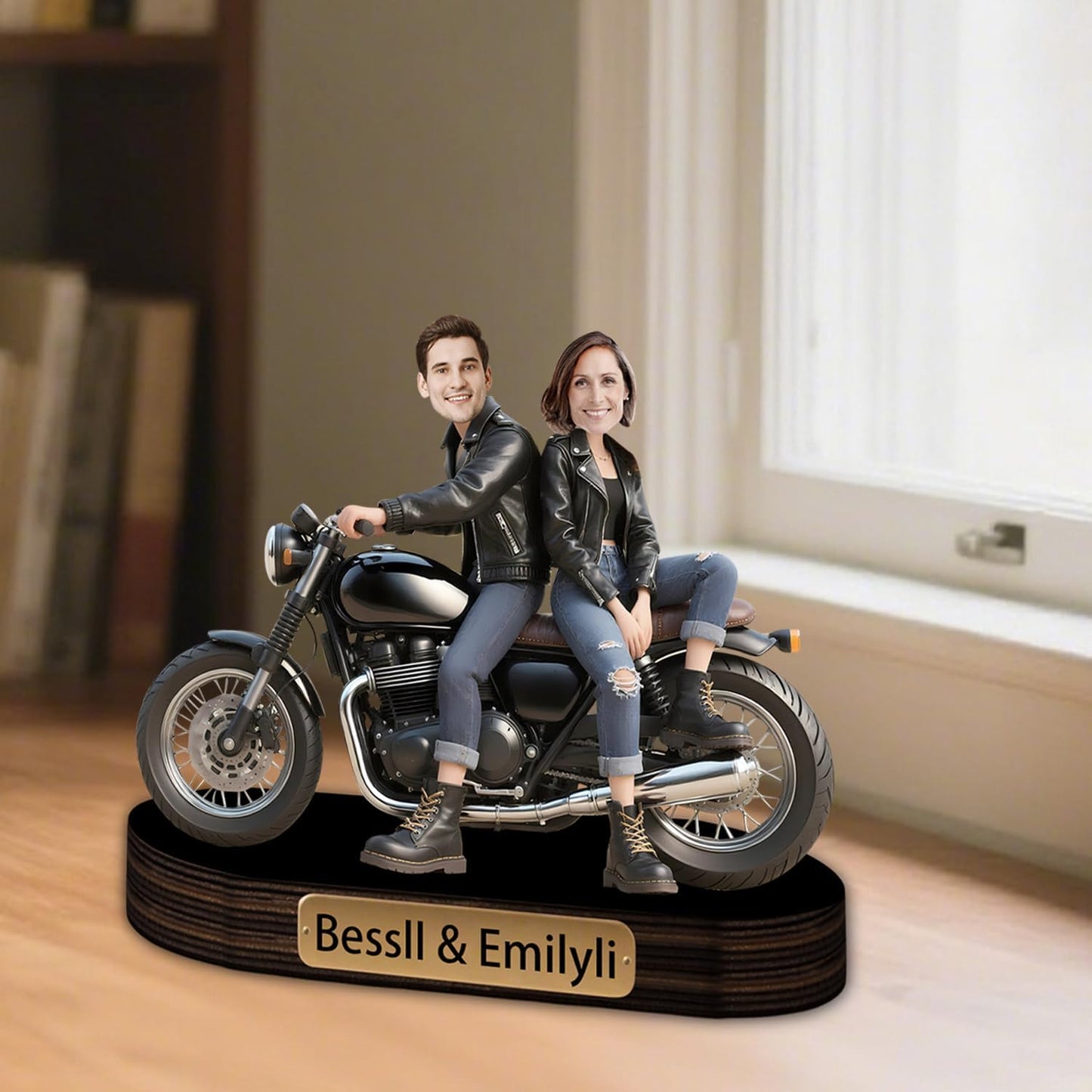 Personalized Motorcycle Portrait Desktop Ornament Custom Name Unique Acrylic Desk Decor Gift For Wife Girlfriend Couple Birthday Xmas Anniversary (style 38)