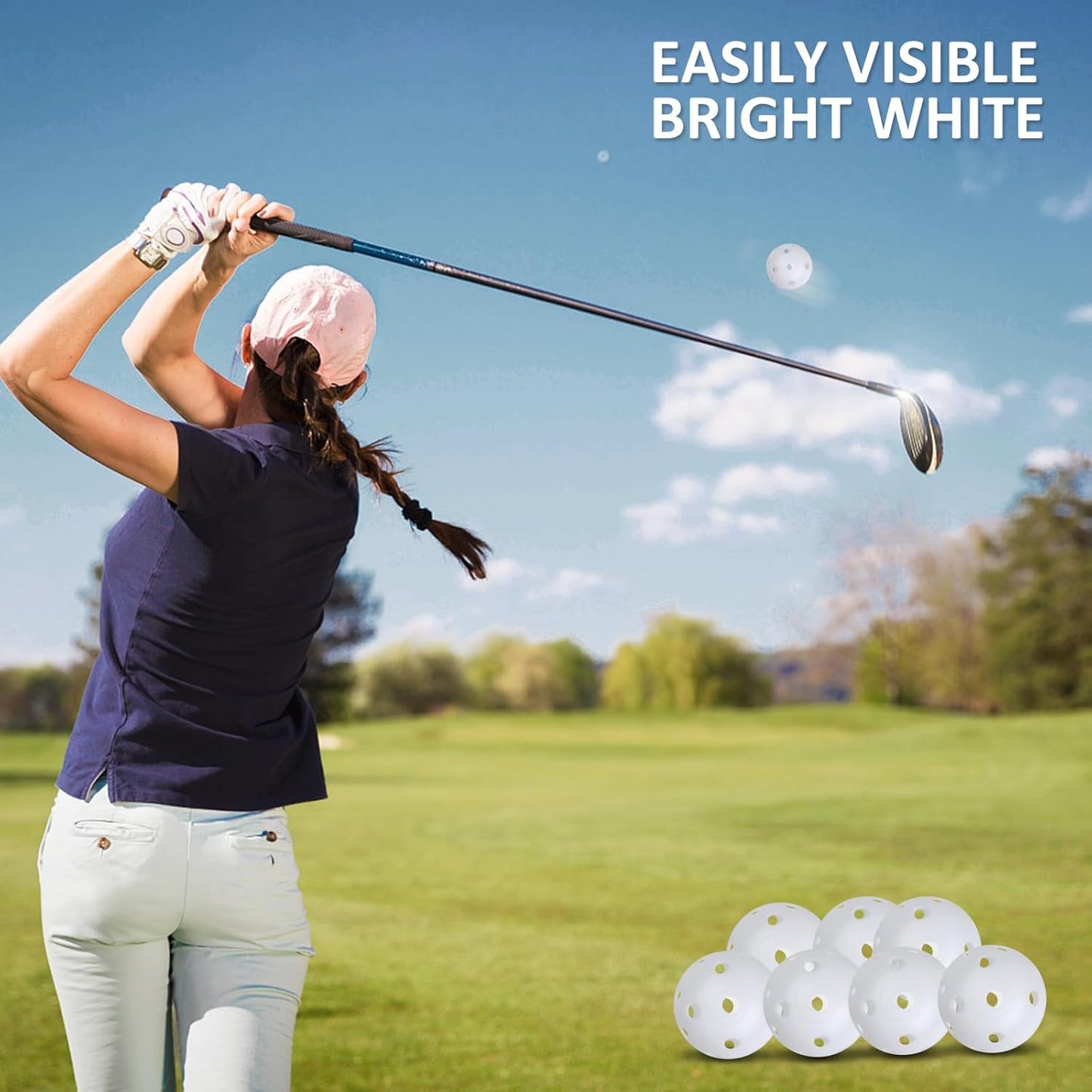 Joyberg Practice Golf Balls 24 Pack, 42mm Plastic Golf Balls, Practice Golf Balls for Backyard, Training Golf Balls for Swing Practice